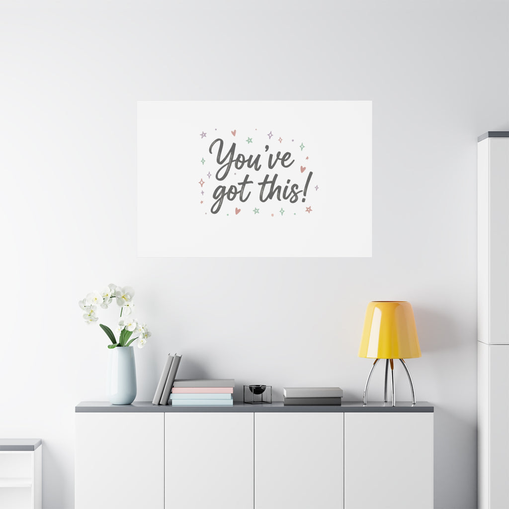 You've Got This Canvas, hand lettering messy script, pastel doodle wall art