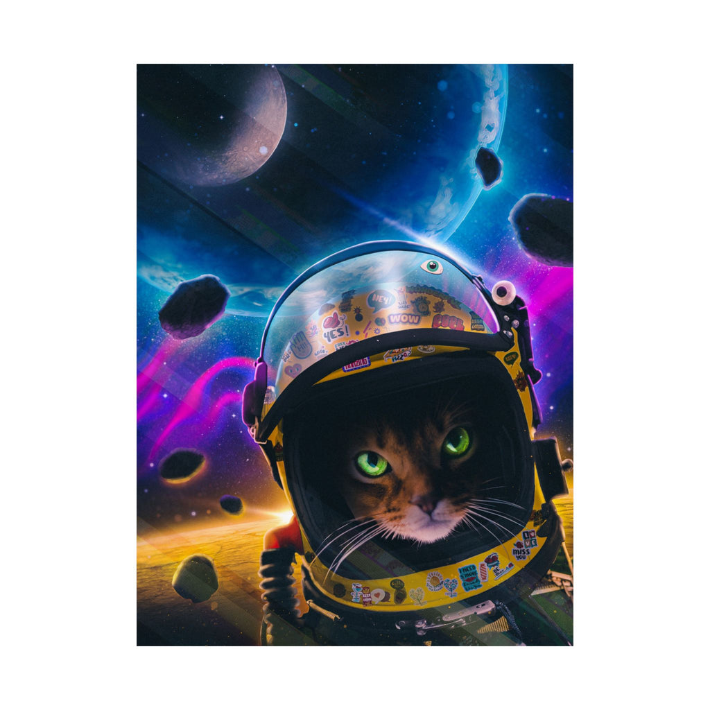 Space Cat Matte Vertical Poster — Astronaut Cat in Galaxy