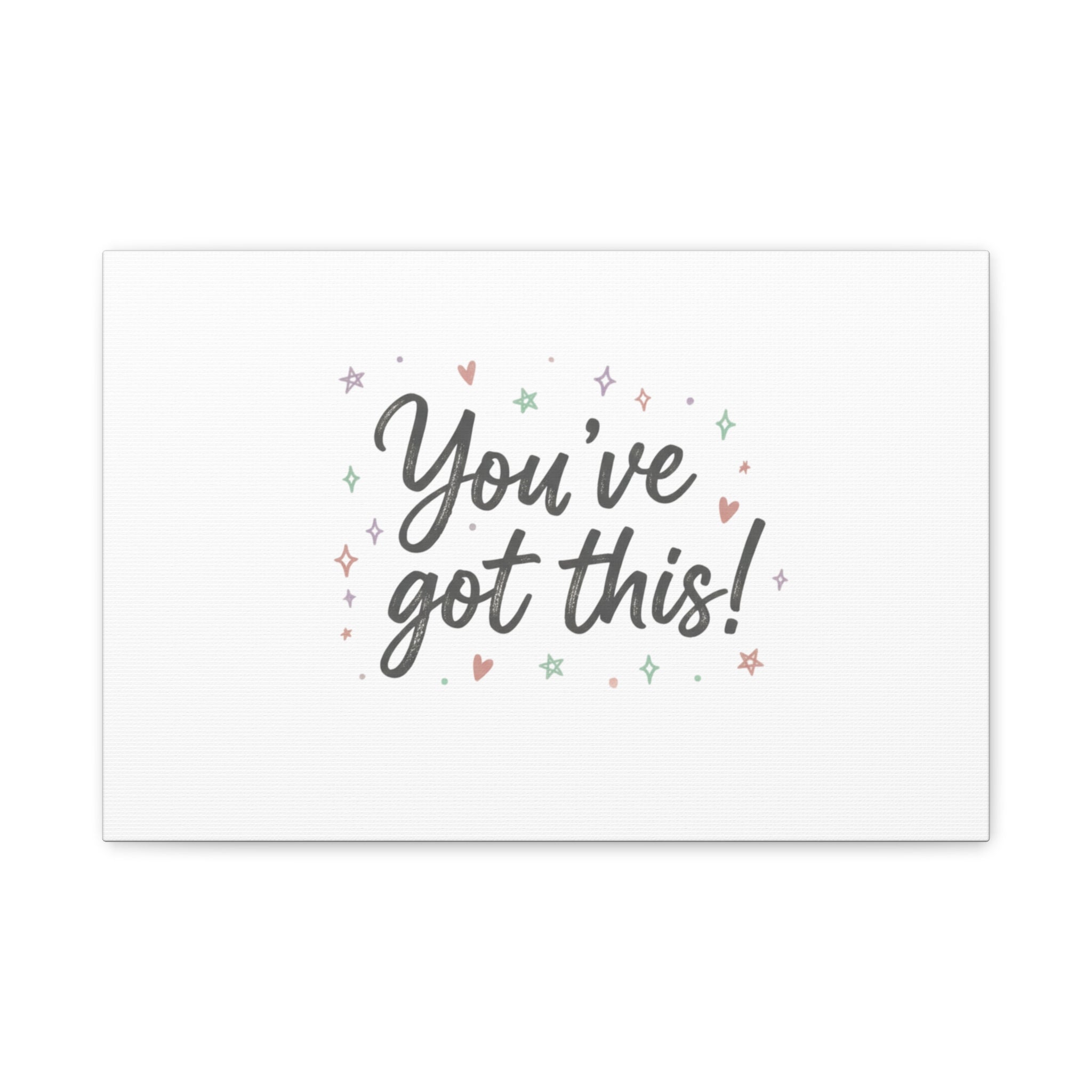 You've Got This Canvas, hand lettering messy script, pastel doodle wall art