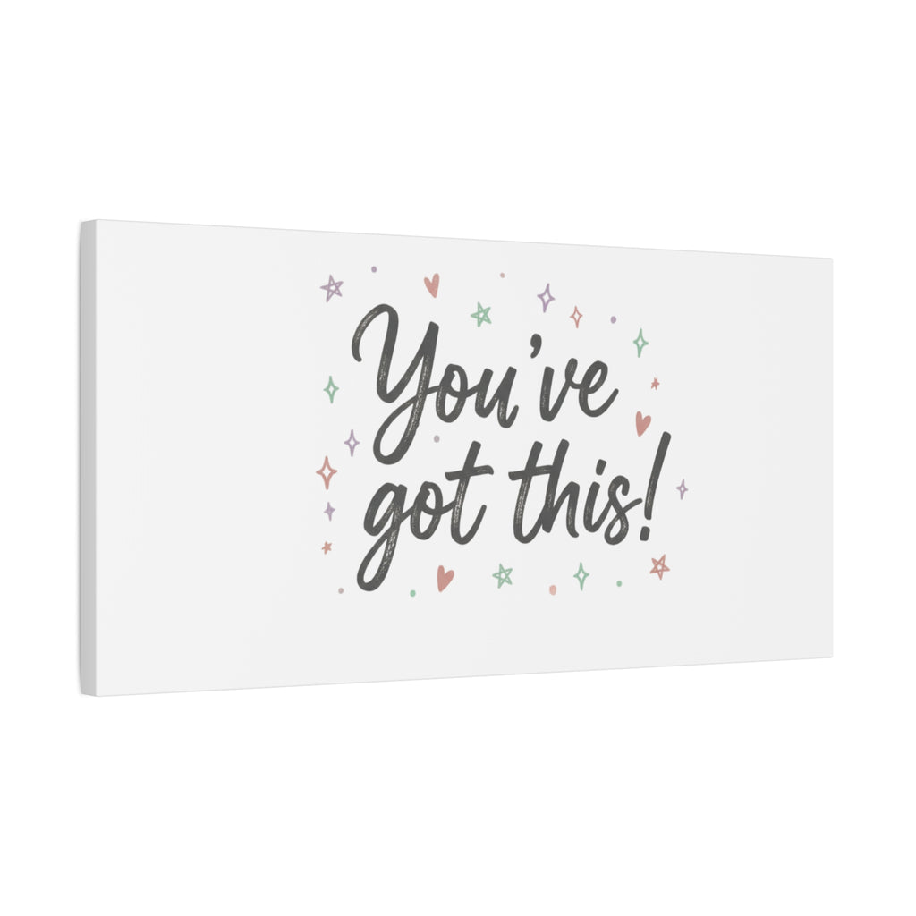You've Got This Canvas, hand lettering messy script, pastel doodle wall art
