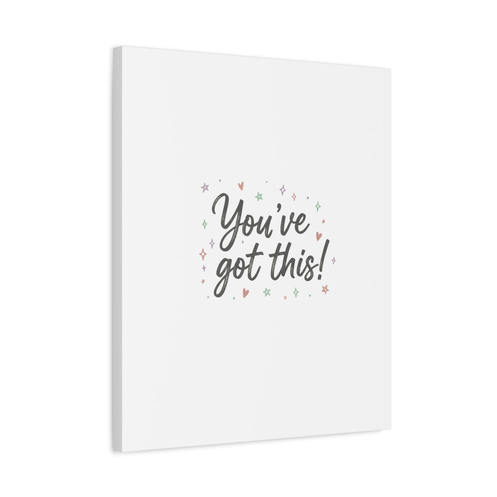 You've Got This Canvas, hand lettering messy script, pastel doodle wall art