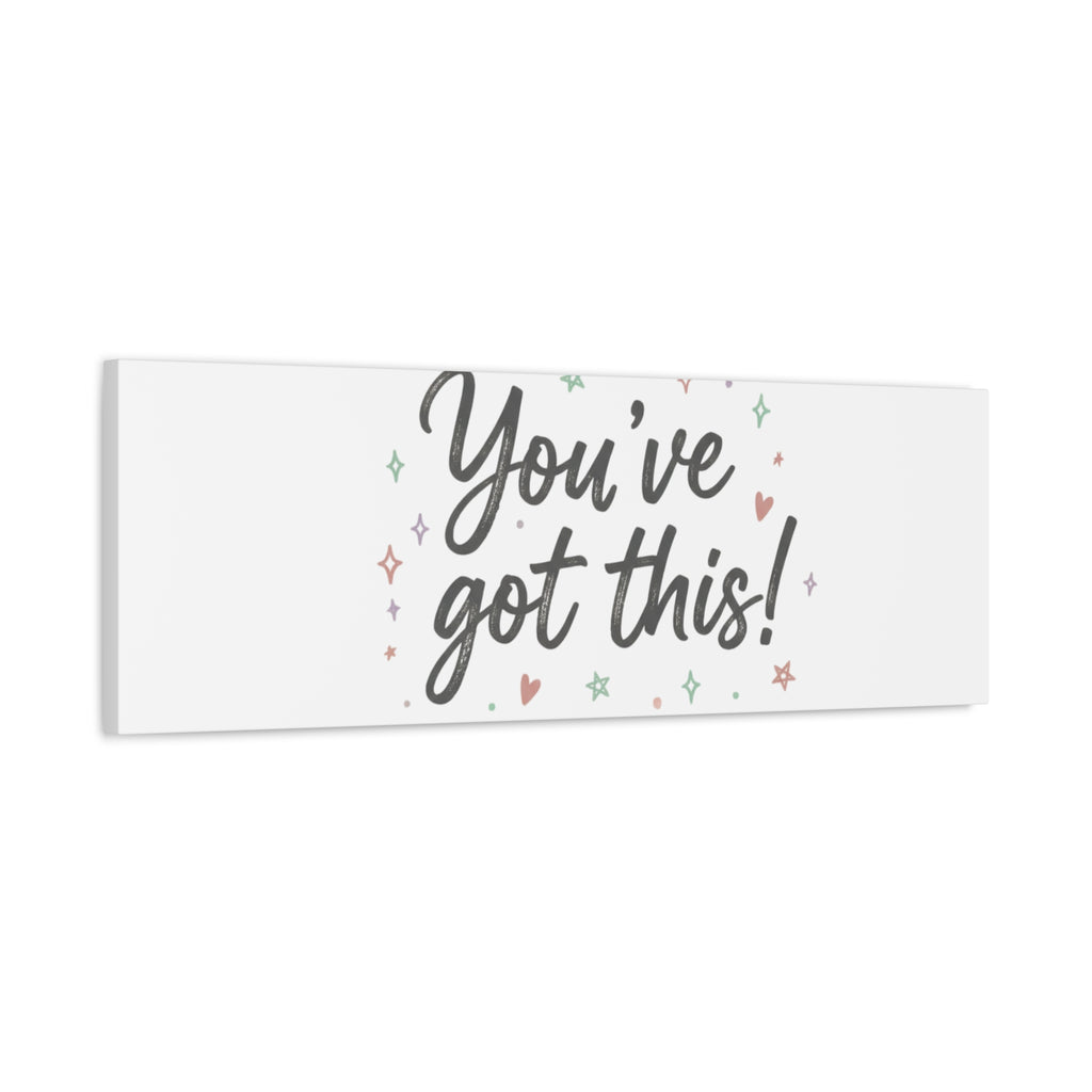 You've Got This Canvas, hand lettering messy script, pastel doodle wall art