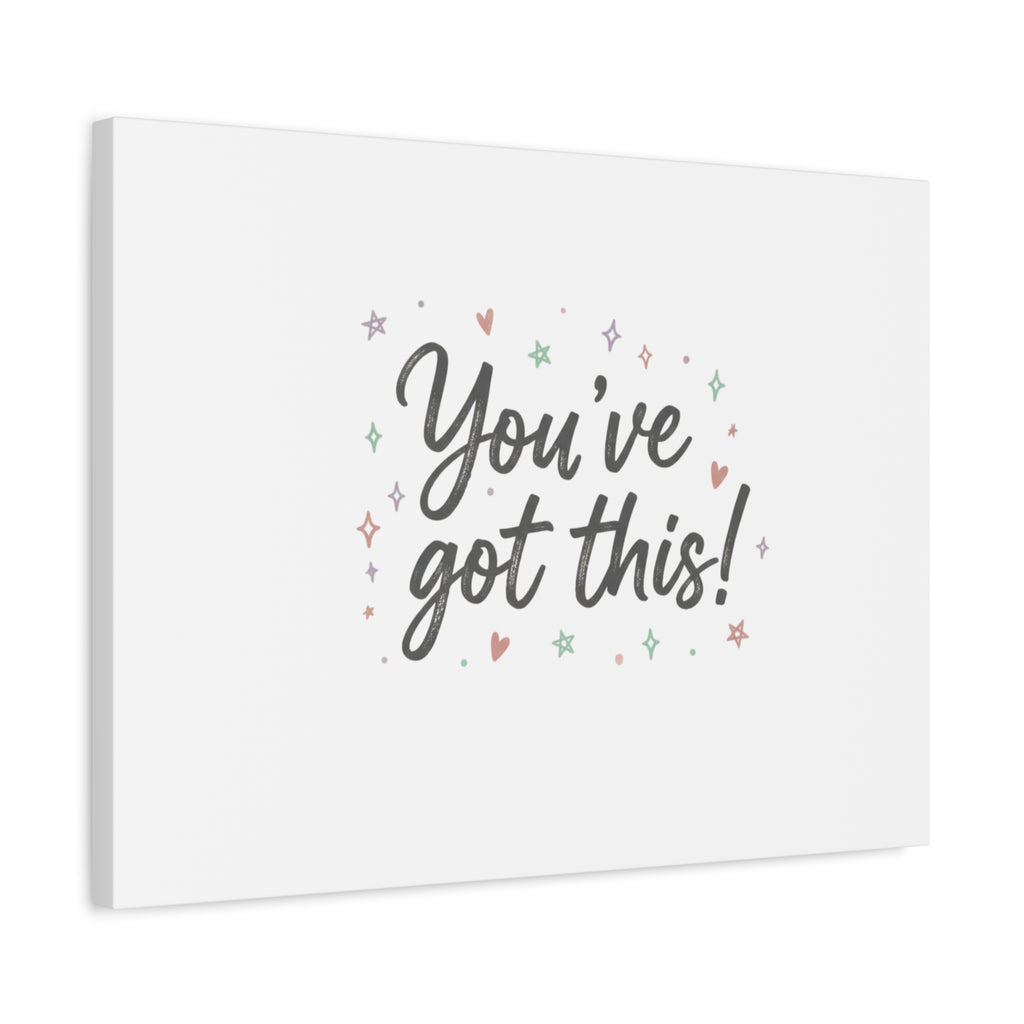 You've Got This Canvas, hand lettering messy script, pastel doodle wall art