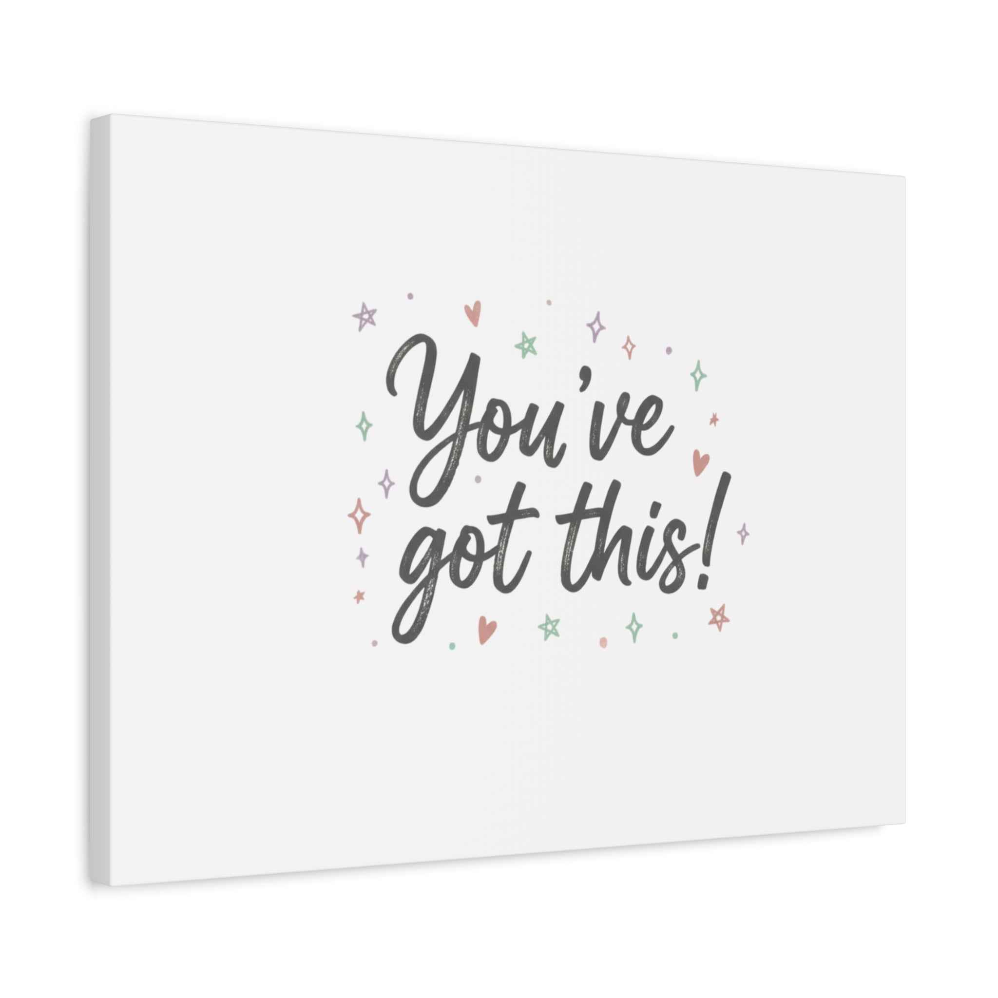 You've Got This Canvas, hand lettering messy script, pastel doodle wall art