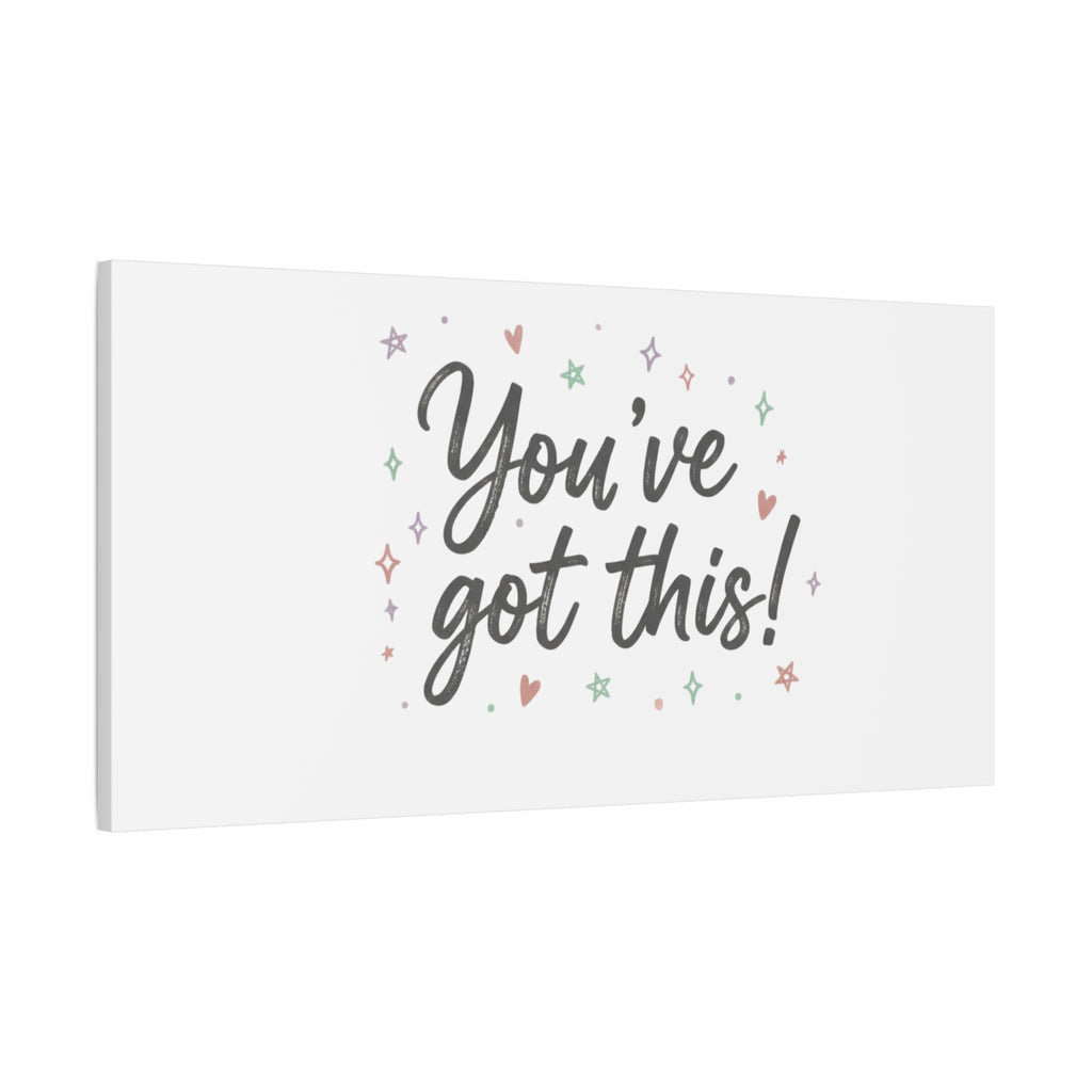 You've Got This Canvas, hand lettering messy script, pastel doodle wall art