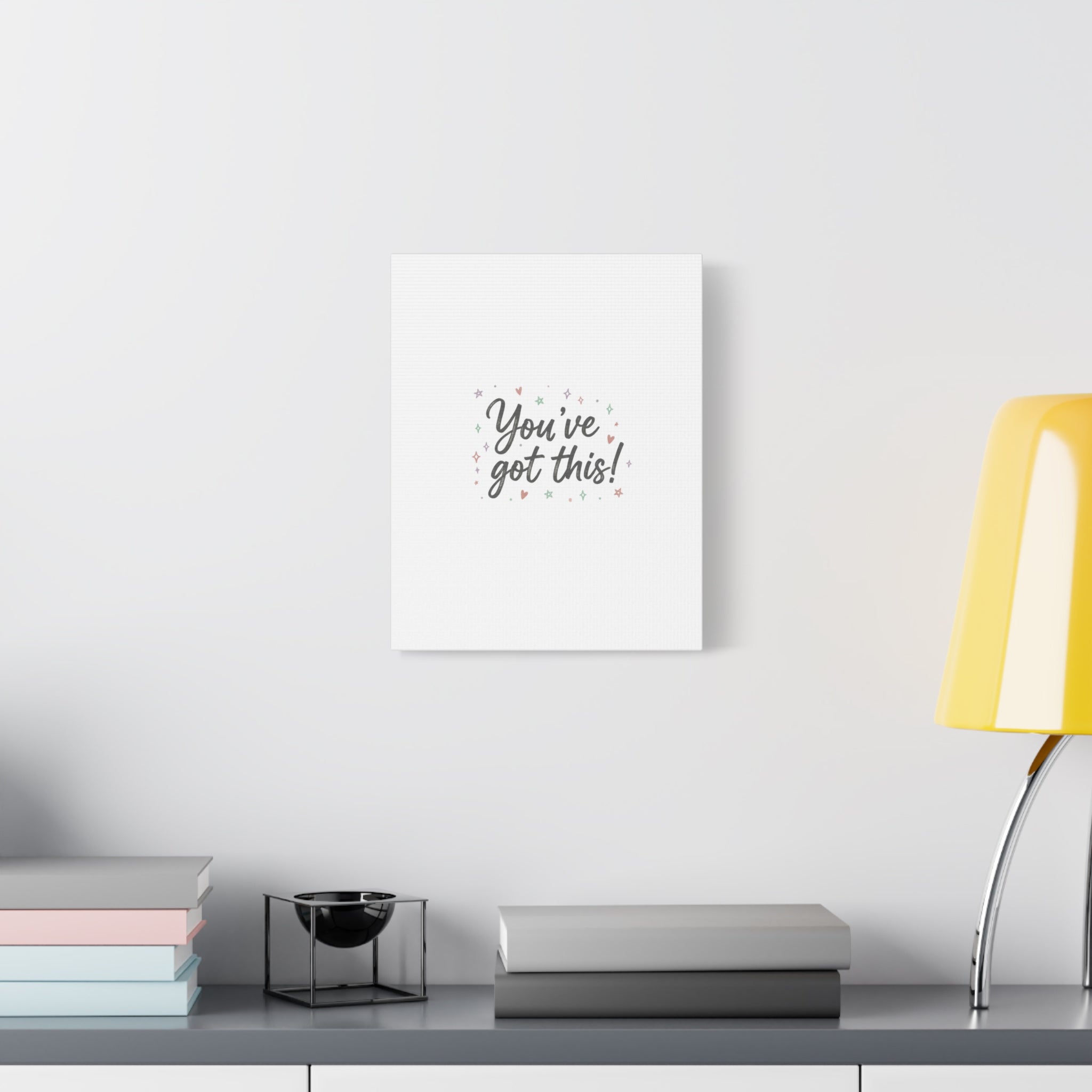 You've Got This Canvas, hand lettering messy script, pastel doodle wall art