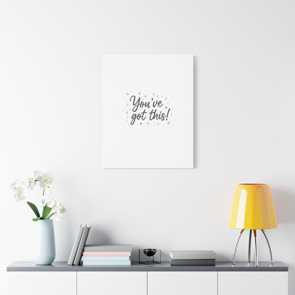 You've Got This Canvas, hand lettering messy script, pastel doodle wall art