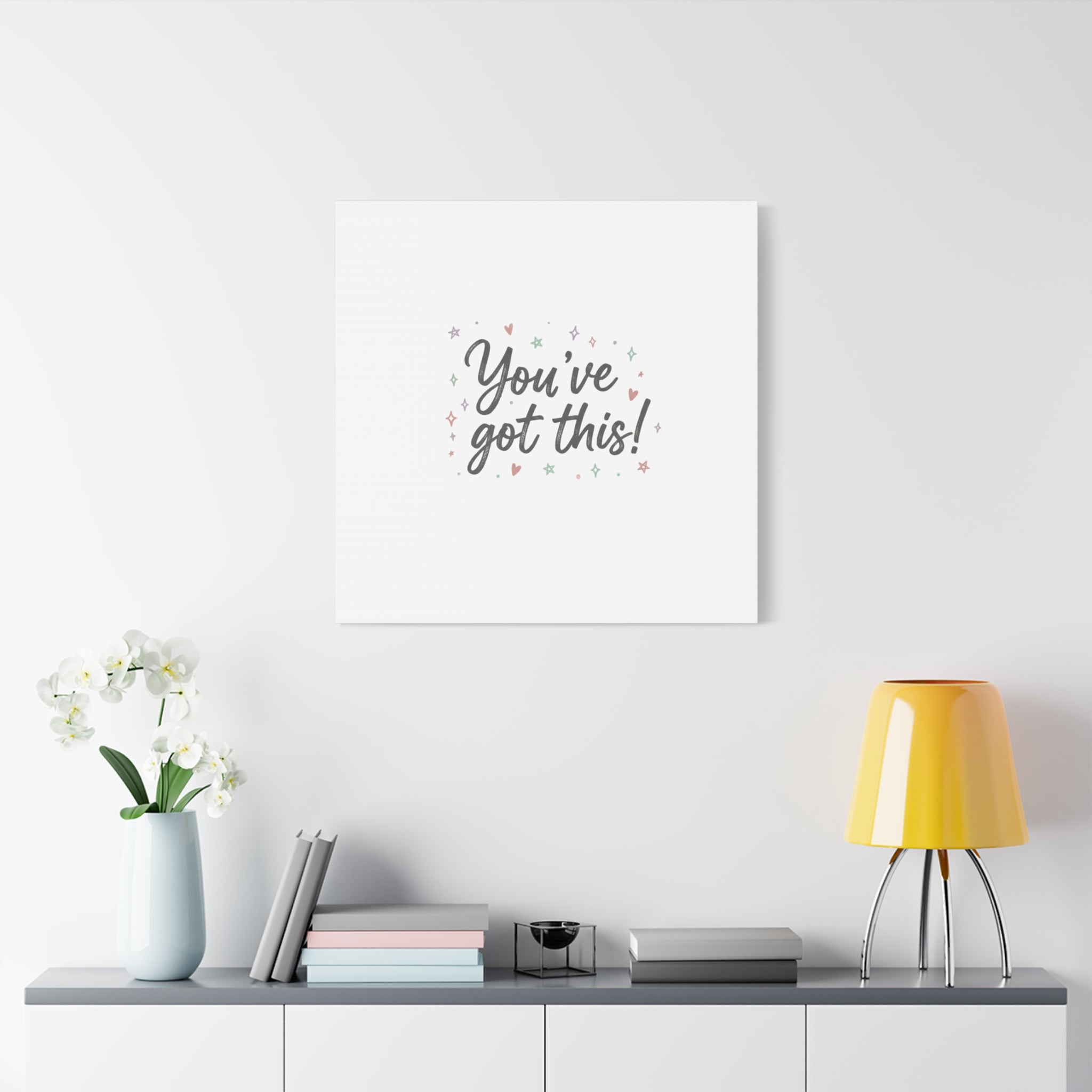 You've Got This Canvas, hand lettering messy script, pastel doodle wall art