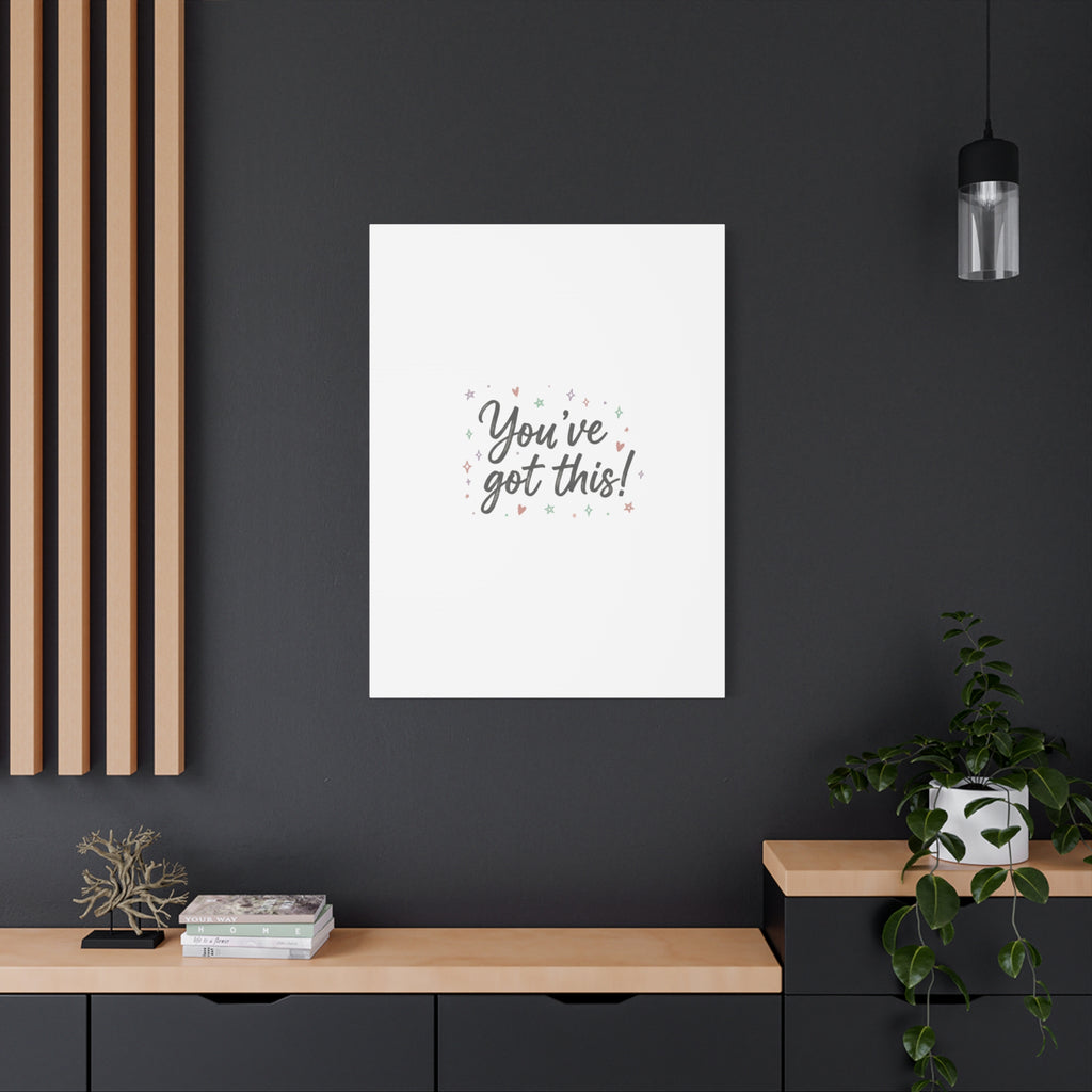 You've Got This Canvas, hand lettering messy script, pastel doodle wall art