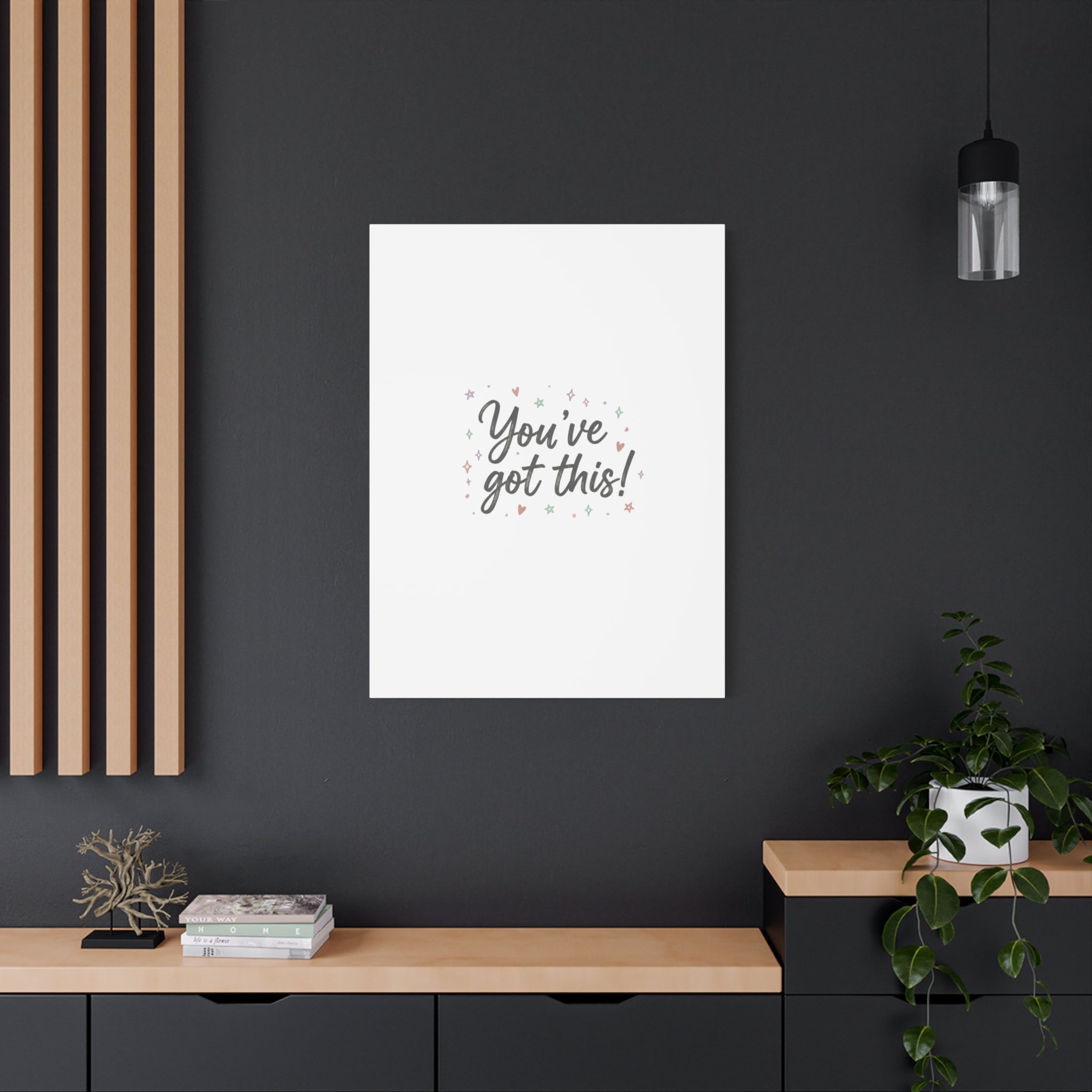 You've Got This Canvas, hand lettering messy script, pastel doodle wall art