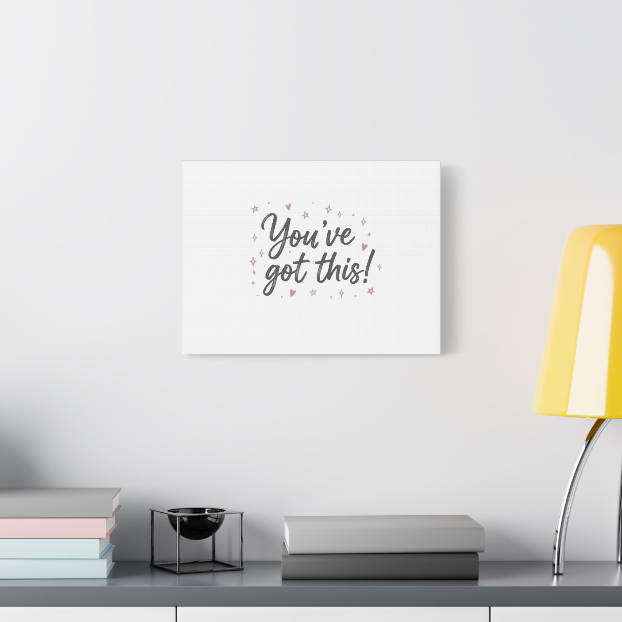 You've Got This Canvas, hand lettering messy script, pastel doodle wall art