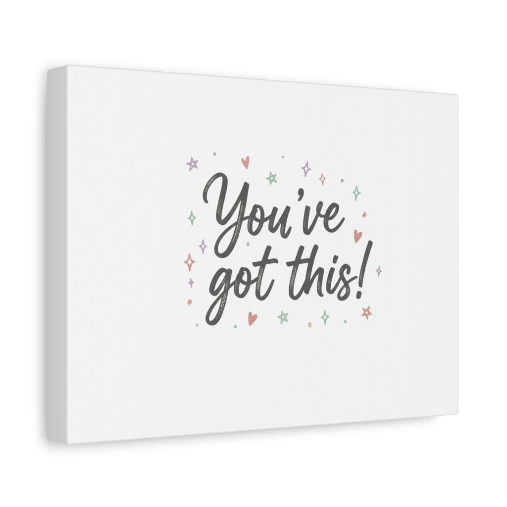 You've Got This Canvas, hand lettering messy script, pastel doodle wall art