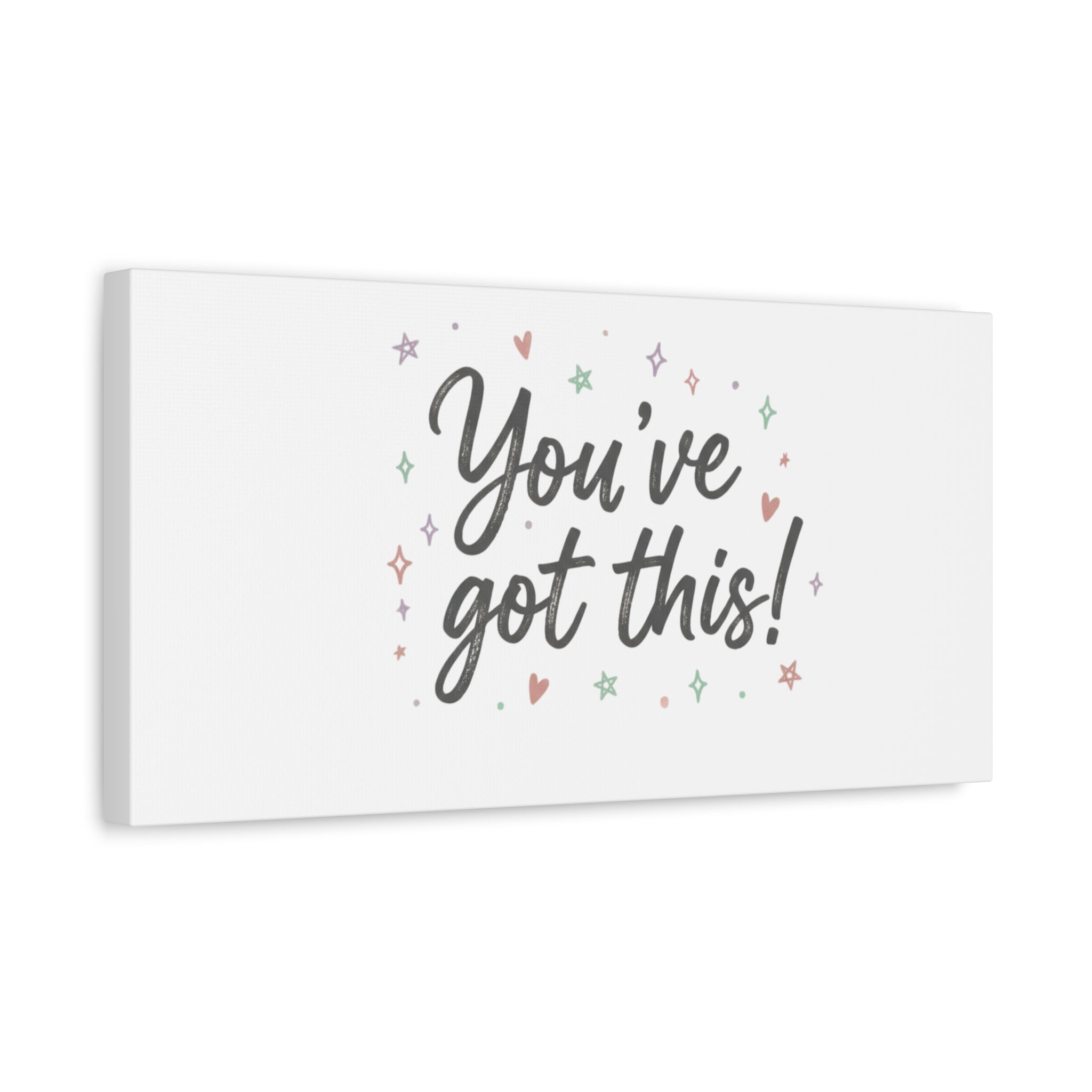 You've Got This Canvas, hand lettering messy script, pastel doodle wall art