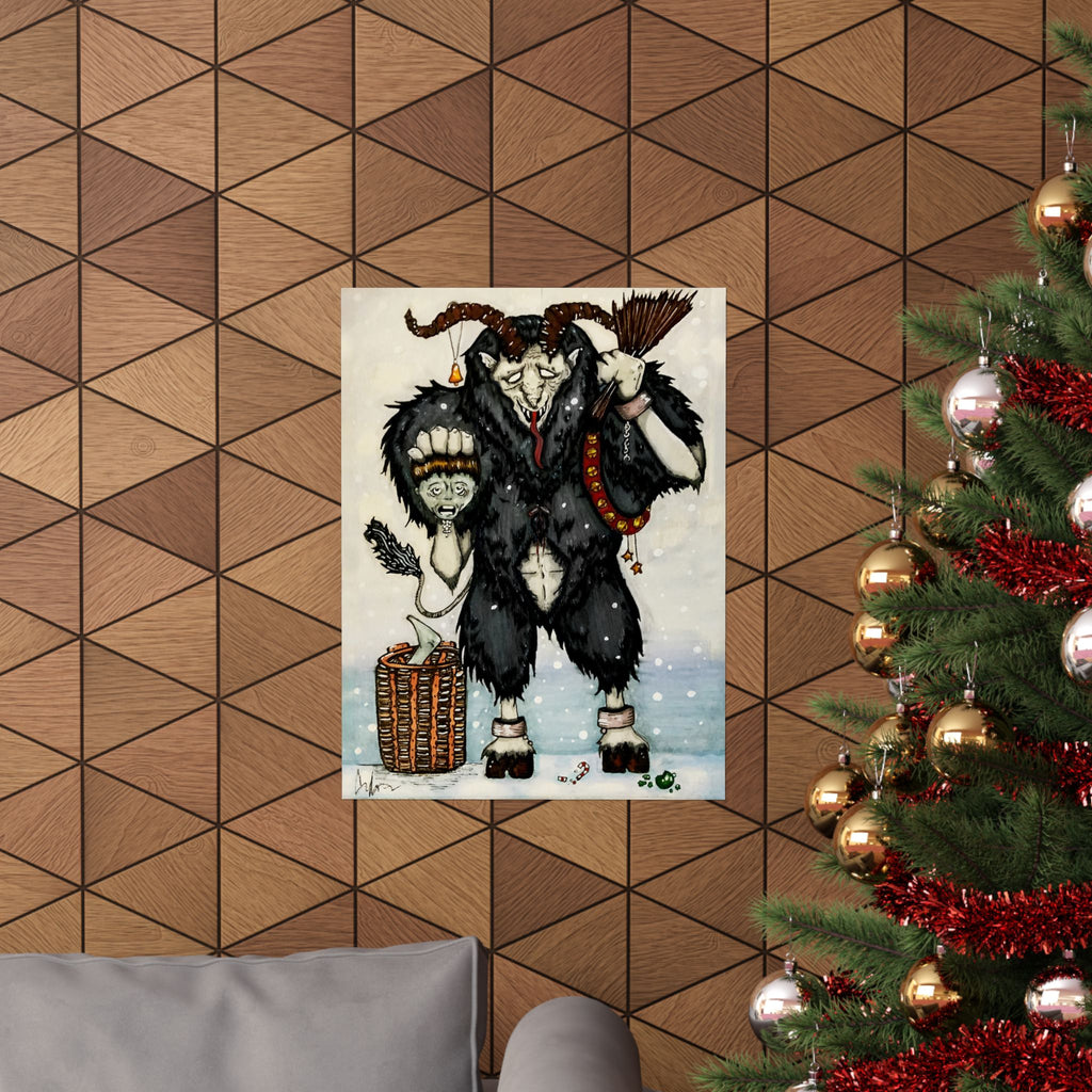 Krampus Matte Vertical Poster — Hand-Drawn Horror Illustration