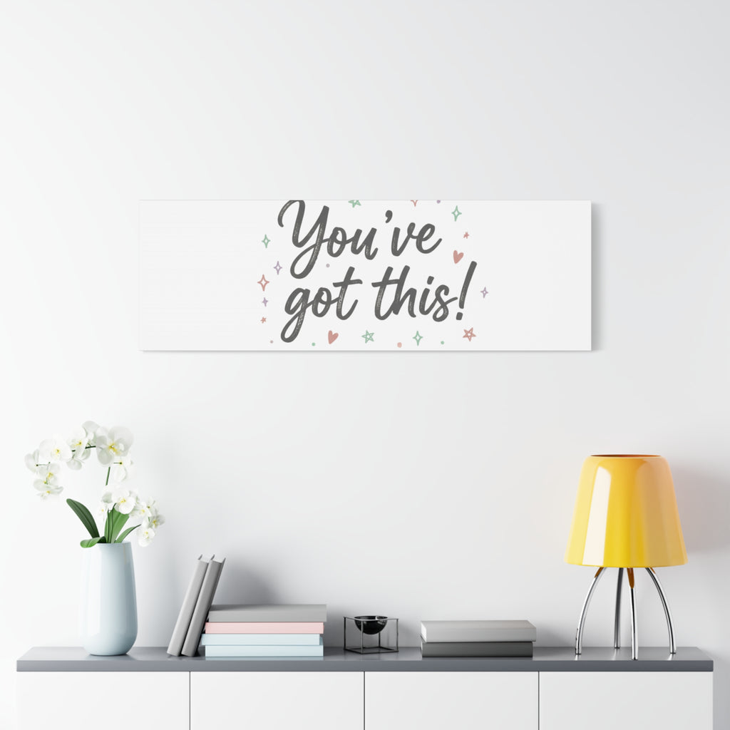 You've Got This Canvas, hand lettering messy script, pastel doodle wall art