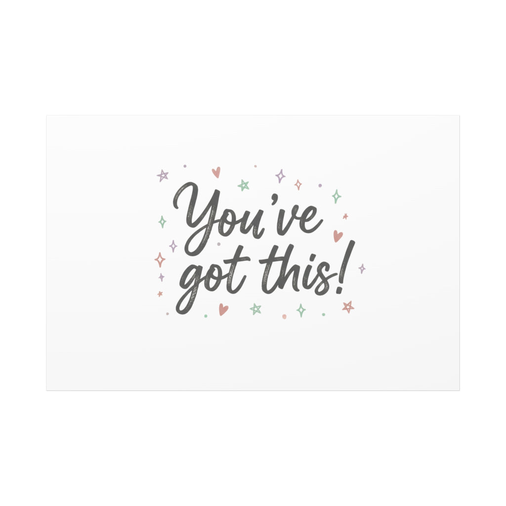 You've Got This Canvas, hand lettering messy script, pastel doodle wall art