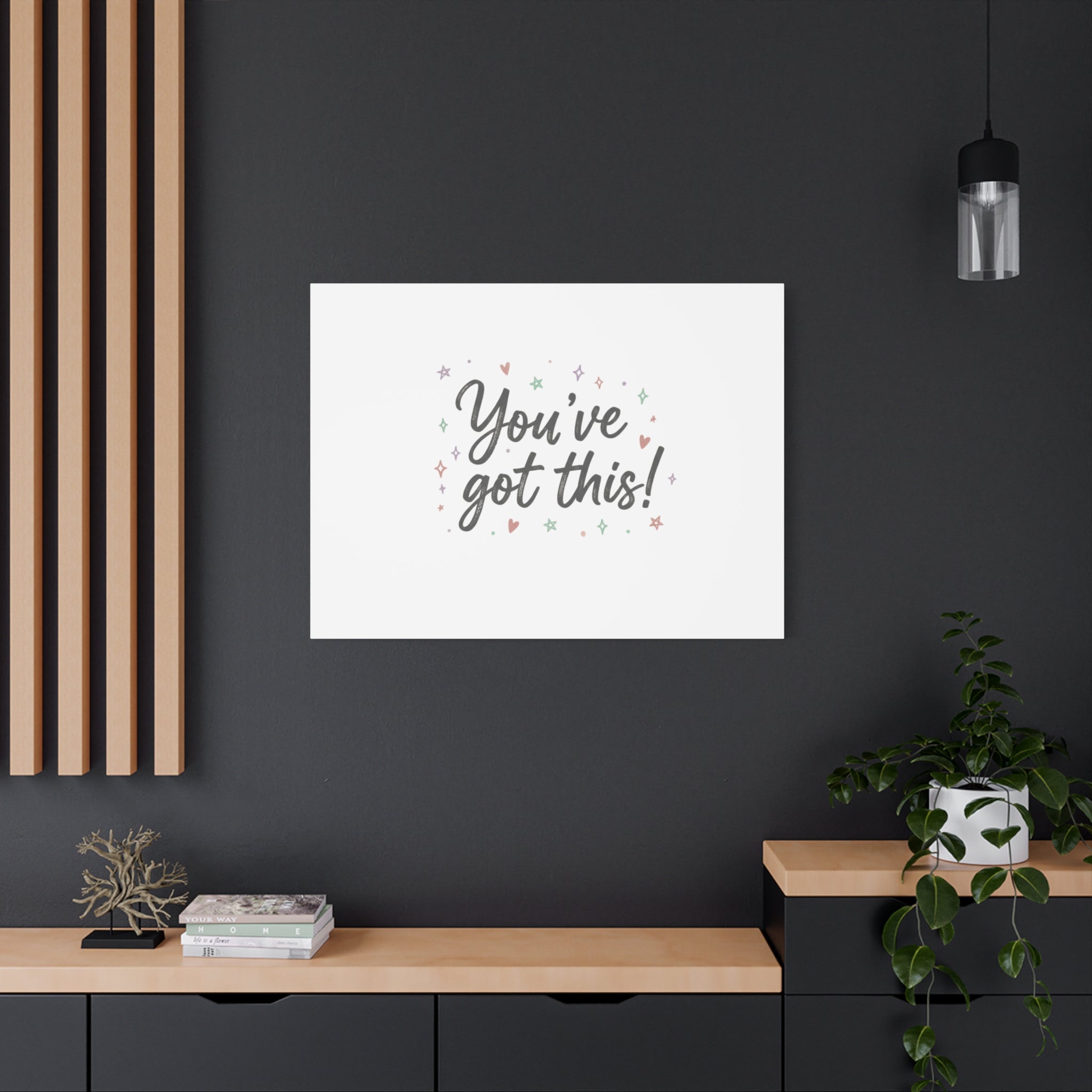 You've Got This Canvas, hand lettering messy script, pastel doodle wall art