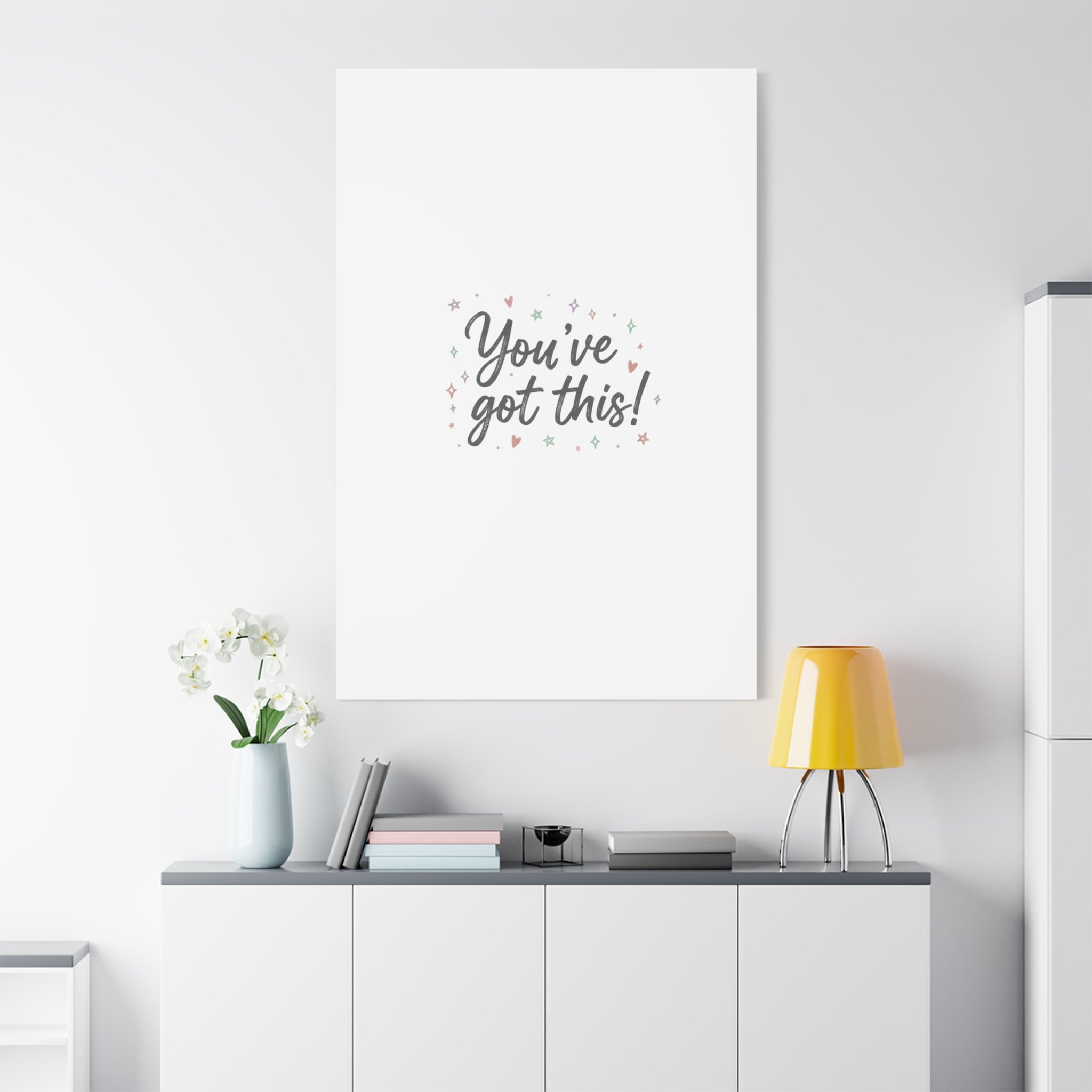 You've Got This Canvas, hand lettering messy script, pastel doodle wall art