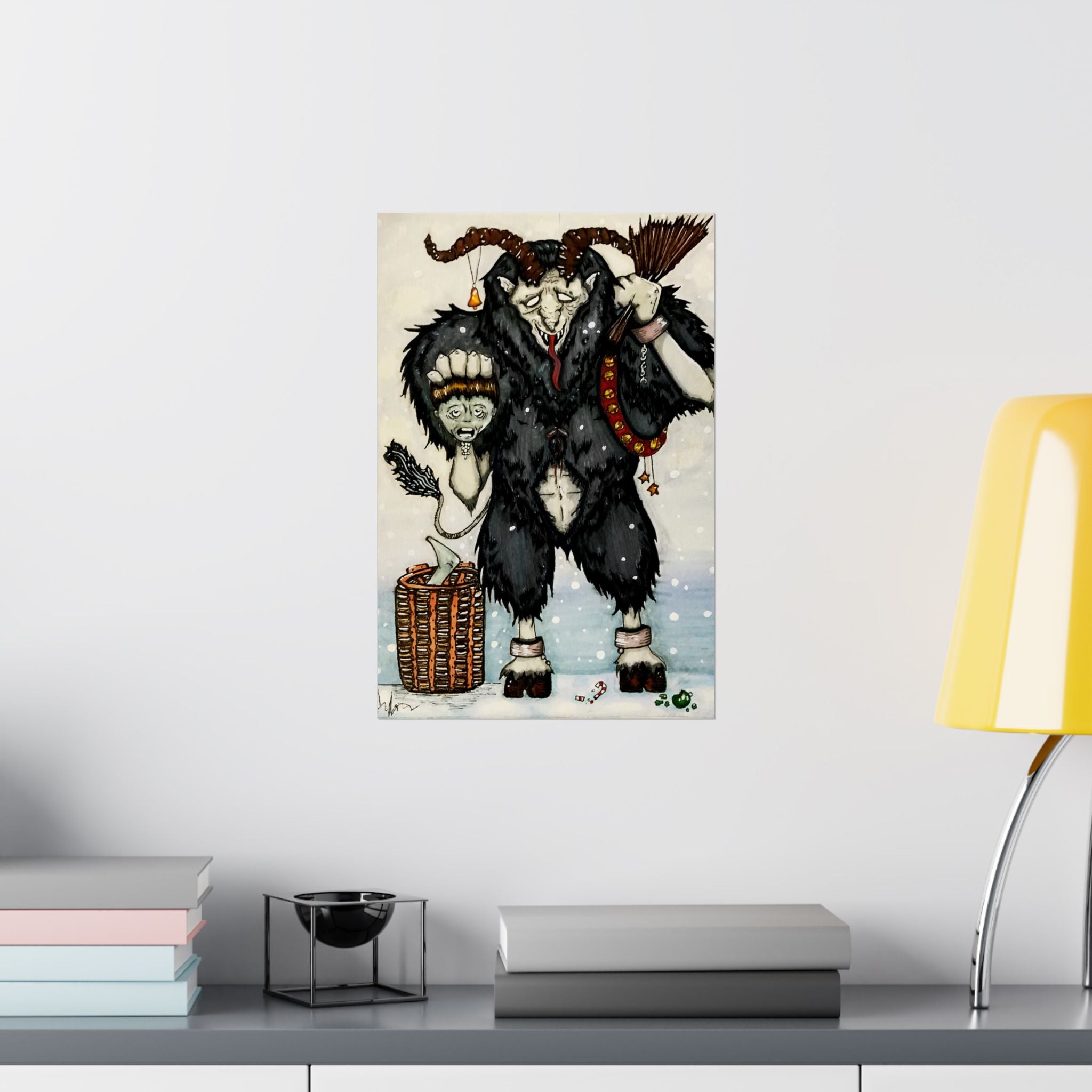 Krampus Matte Vertical Poster — Hand-Drawn Horror Illustration