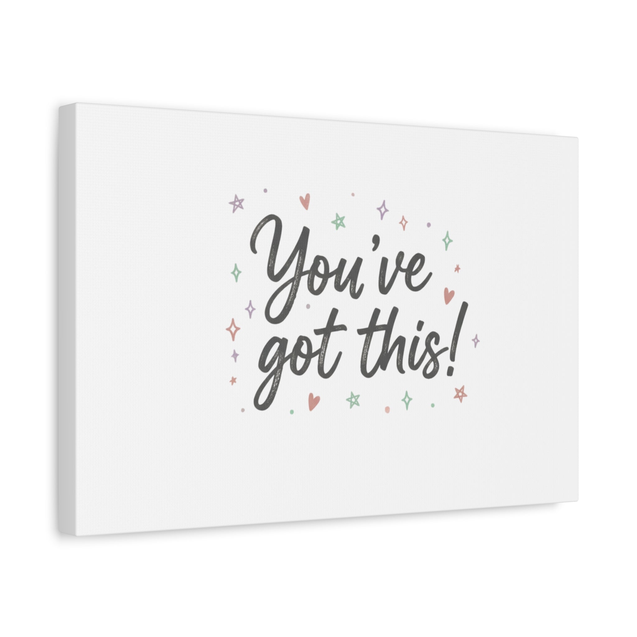 You've Got This Canvas, hand lettering messy script, pastel doodle wall art
