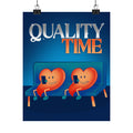 Quality Time Poster — Couples Heart Characters on Couch (Matte Vertical)