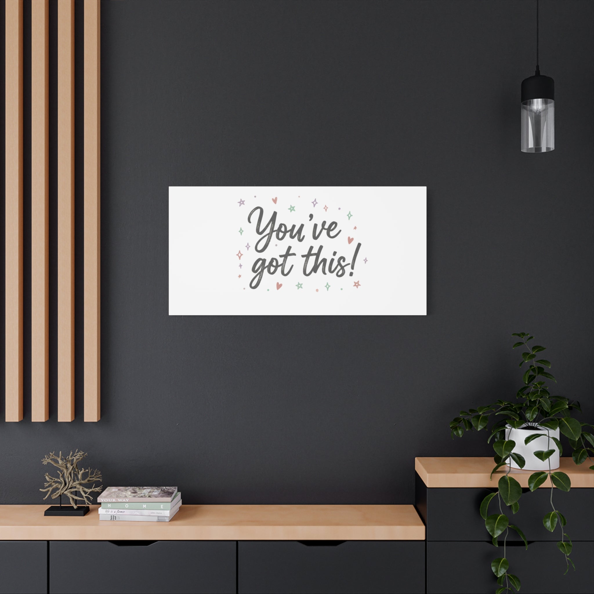You've Got This Canvas, hand lettering messy script, pastel doodle wall art