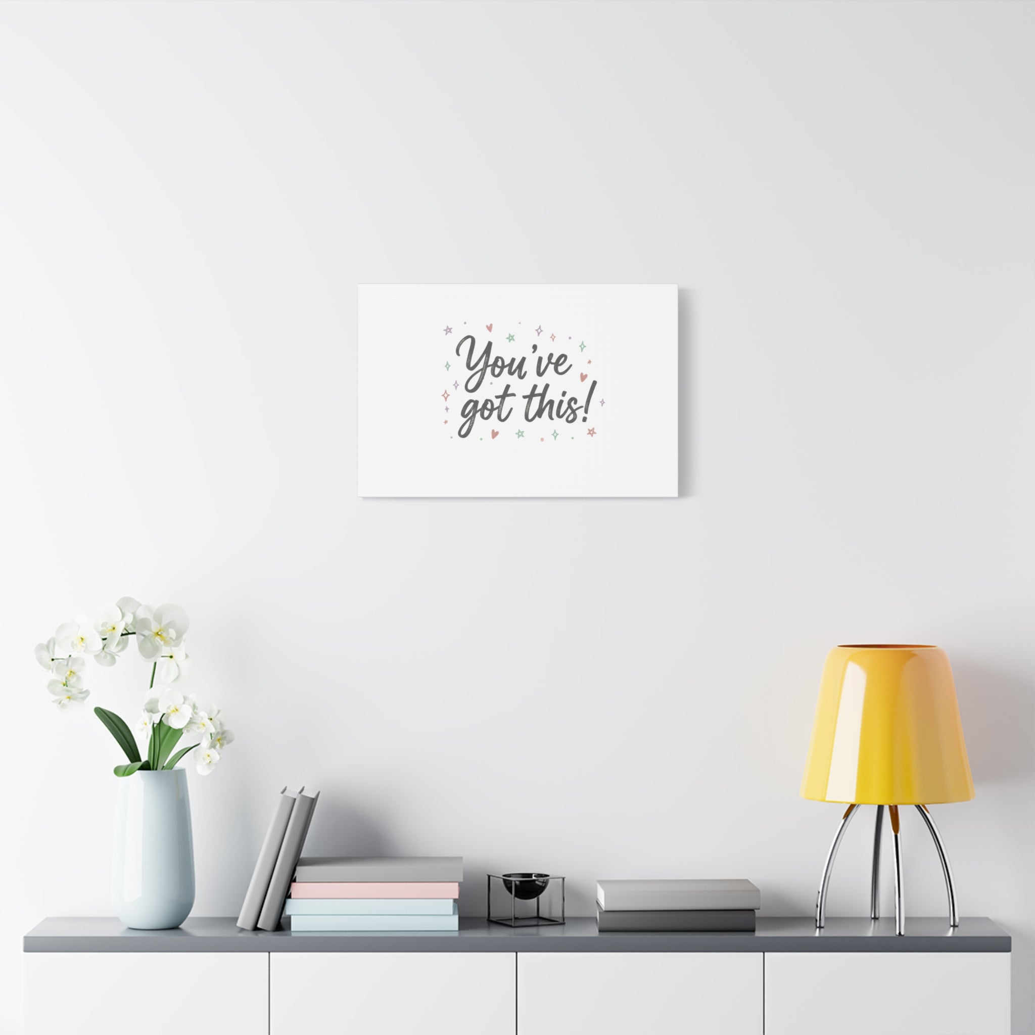 You've Got This Canvas, hand lettering messy script, pastel doodle wall art
