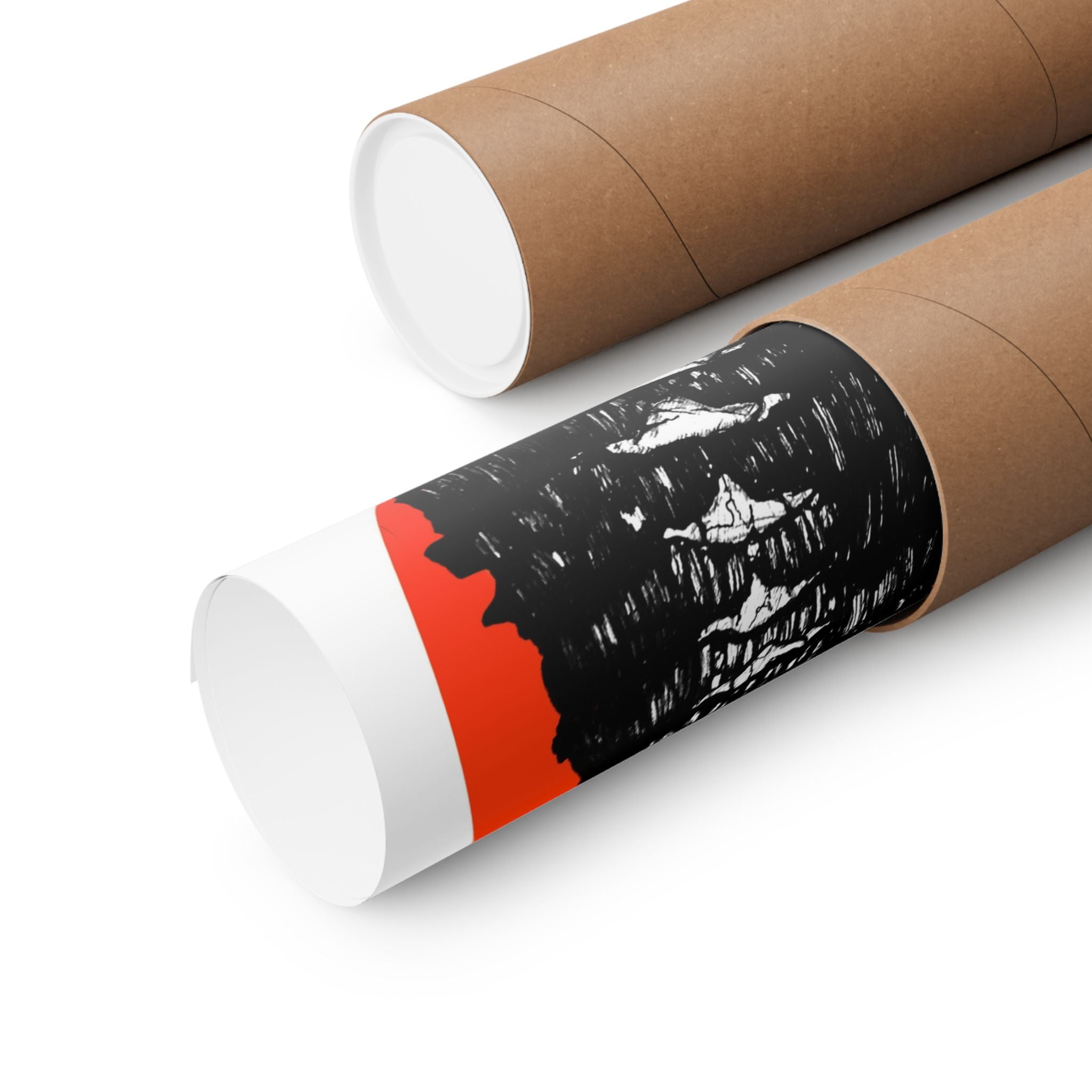 Kaiju Red Sun Matte Poster — Hand-Drawn Ink Monster Art