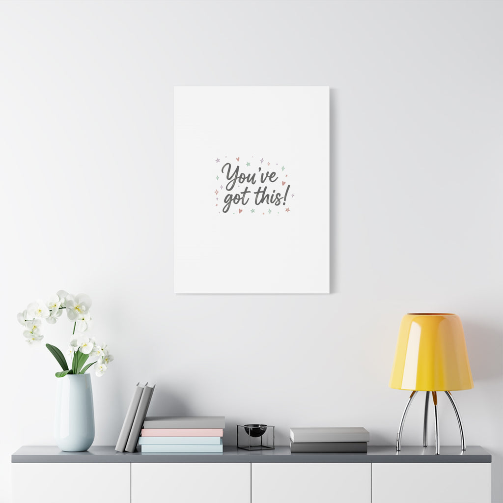 You've Got This Canvas, hand lettering messy script, pastel doodle wall art
