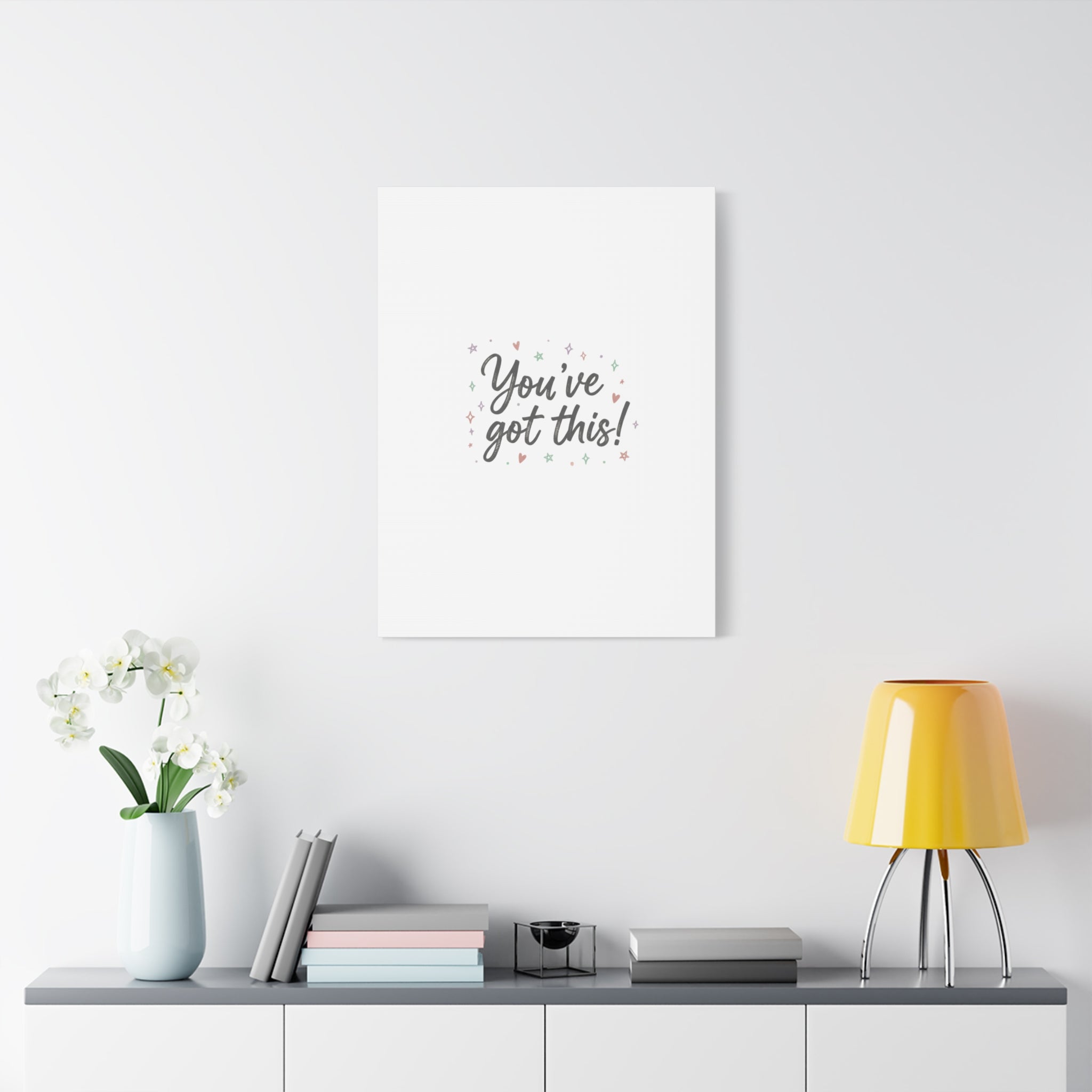 You've Got This Canvas, hand lettering messy script, pastel doodle wall art
