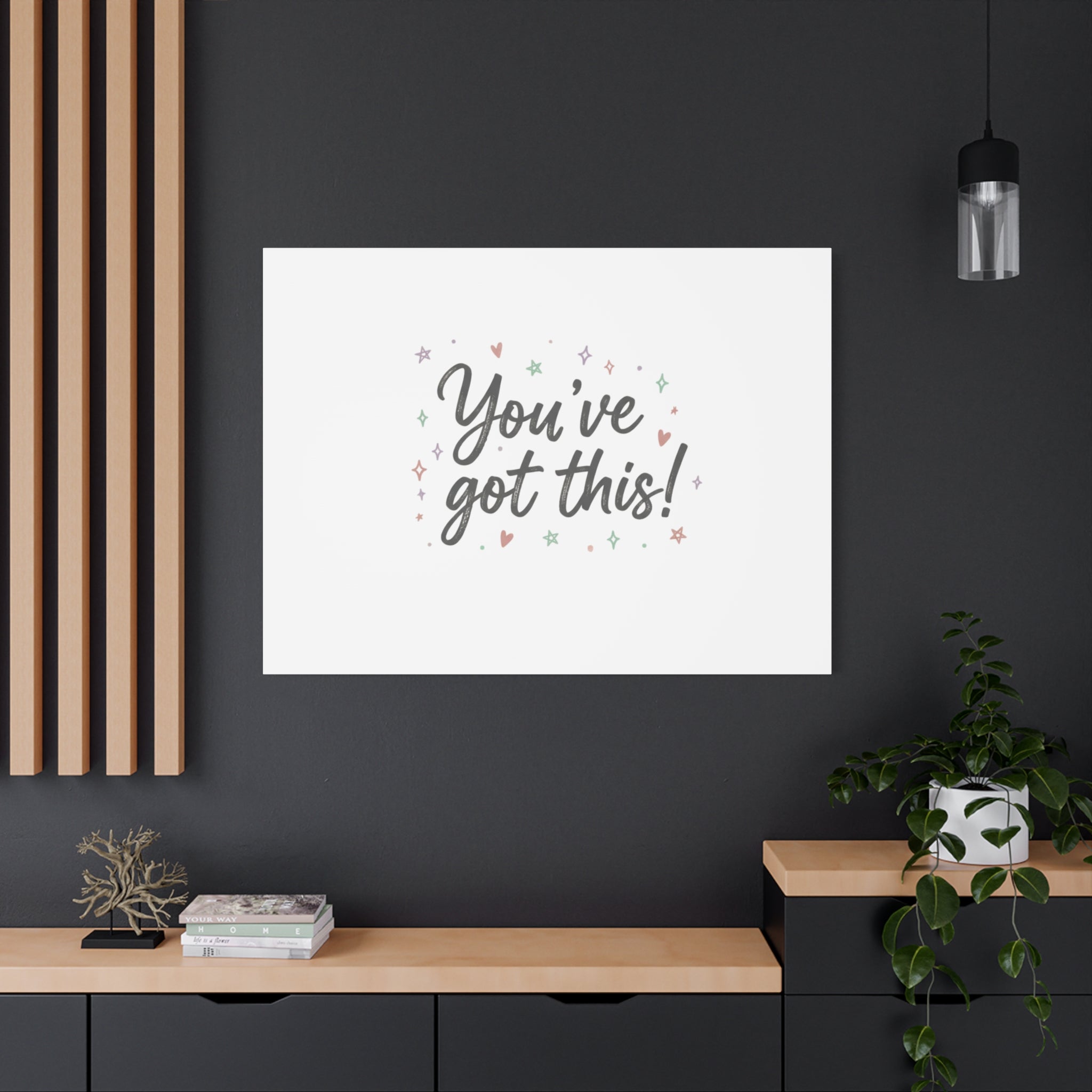 You've Got This Canvas, hand lettering messy script, pastel doodle wall art