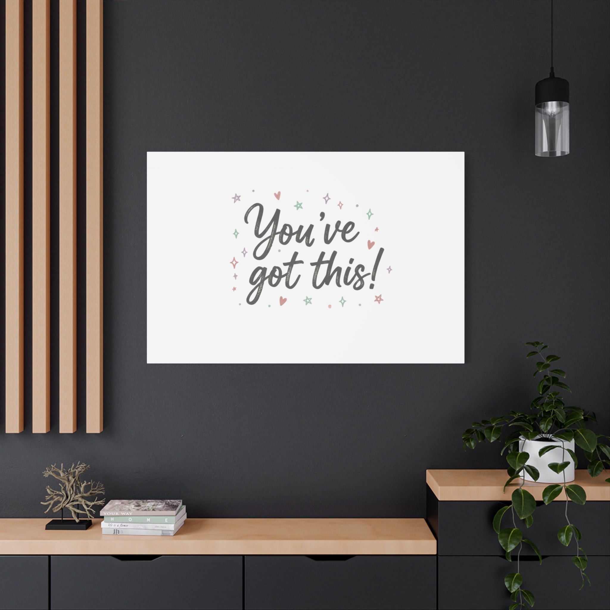 You've Got This Canvas, hand lettering messy script, pastel doodle wall art