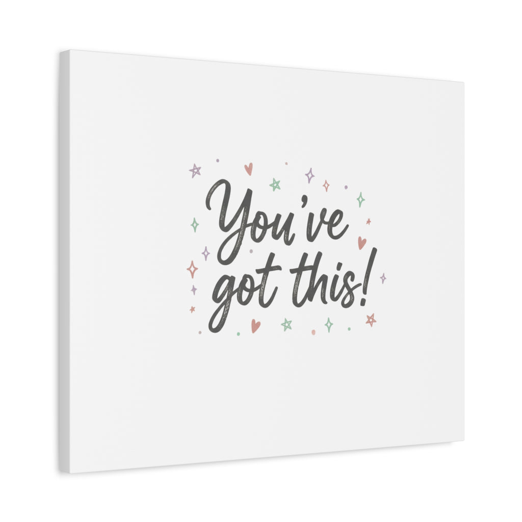 You've Got This Canvas, hand lettering messy script, pastel doodle wall art