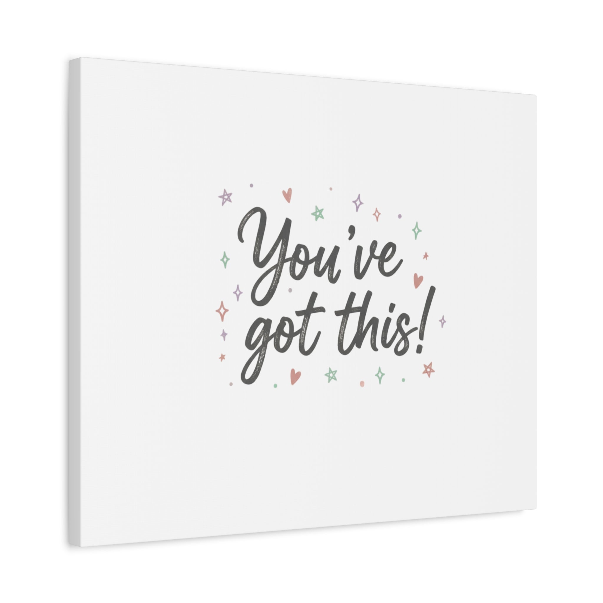 You've Got This Canvas, hand lettering messy script, pastel doodle wall art