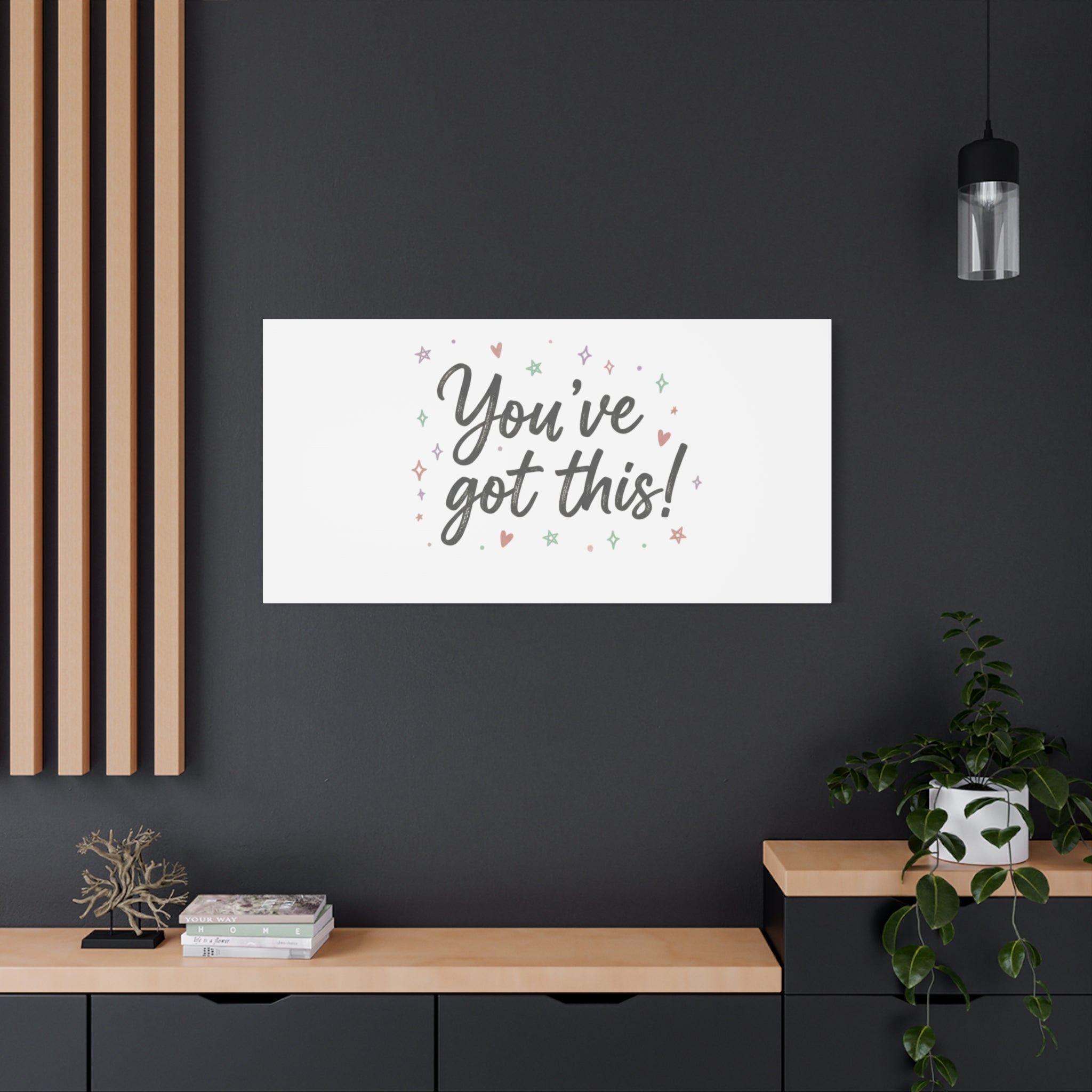 You've Got This Canvas, hand lettering messy script, pastel doodle wall art