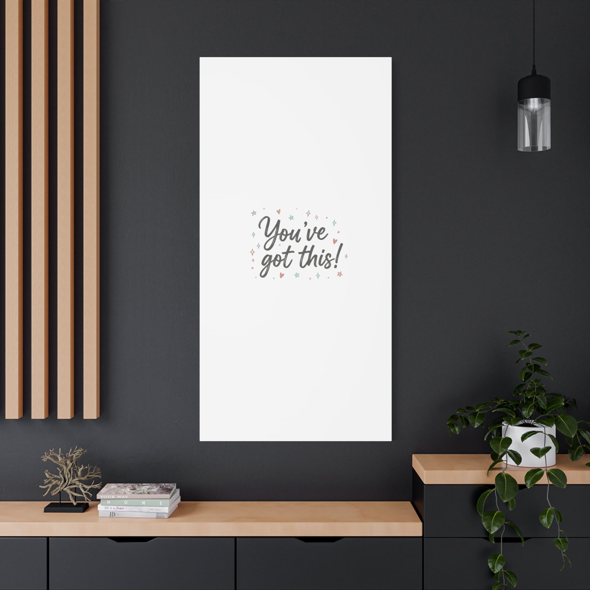 You've Got This Canvas, hand lettering messy script, pastel doodle wall art