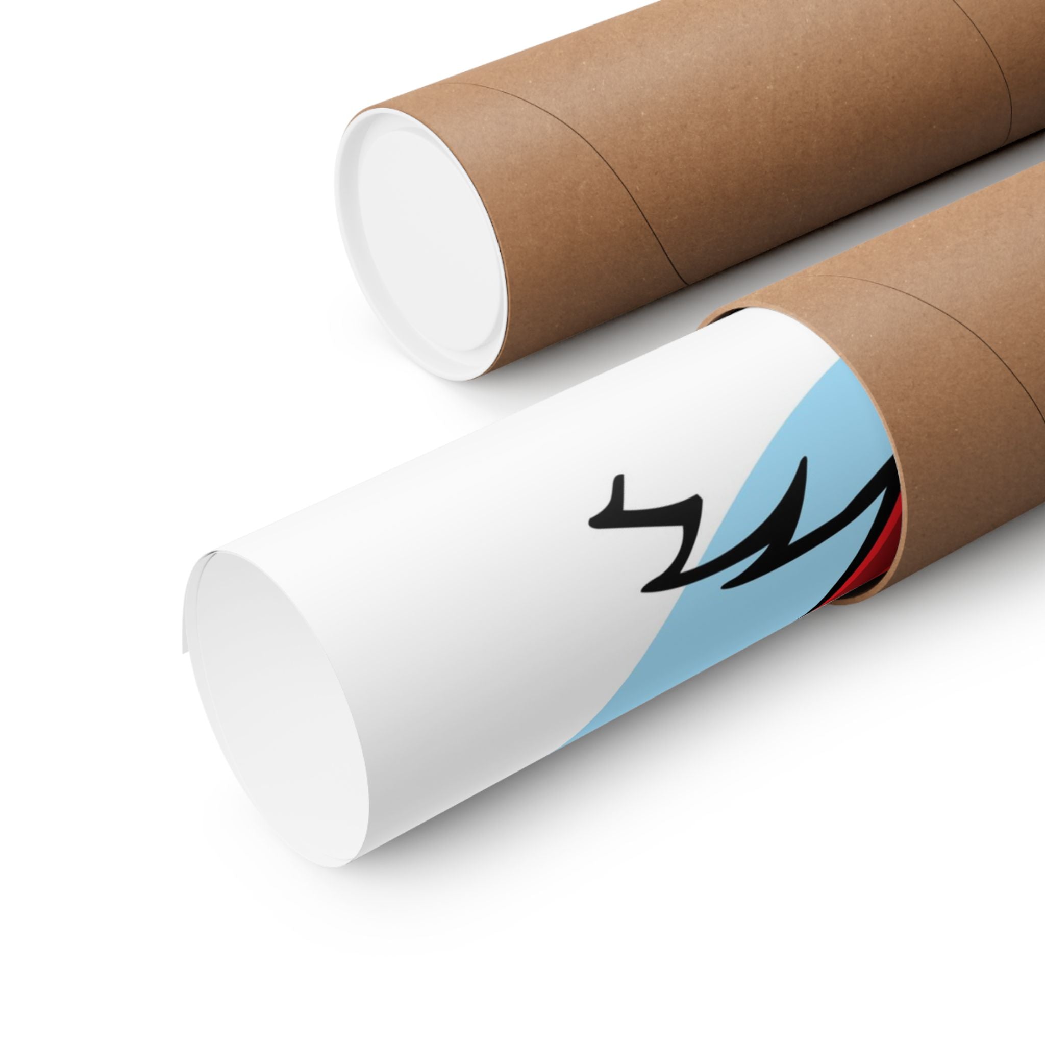 Bright Red Smiling Devil Matte Vertical Poster — Hand-Drawn Fiendish Illustration