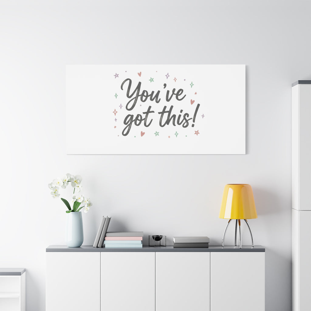 You've Got This Canvas, hand lettering messy script, pastel doodle wall art