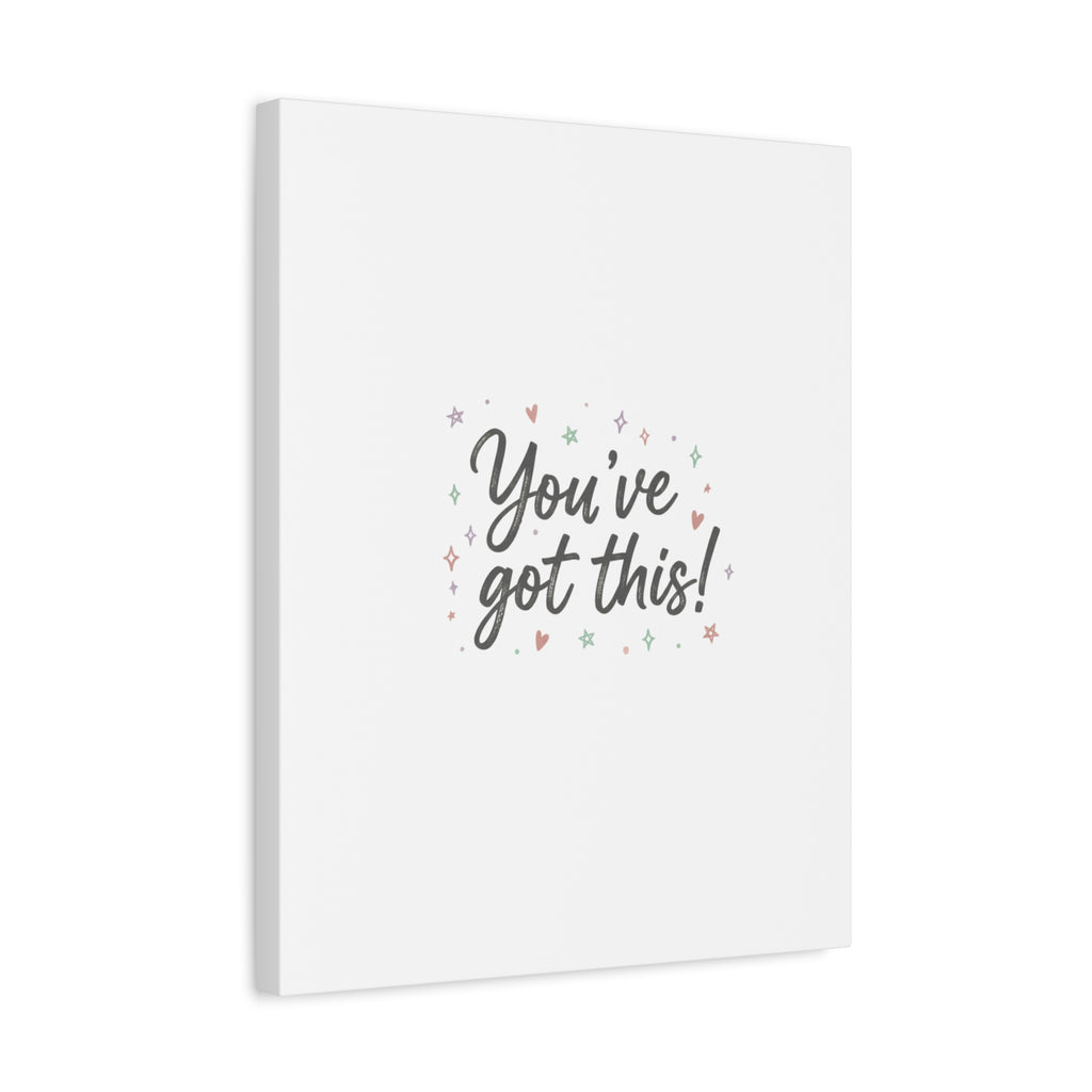 You've Got This Canvas, hand lettering messy script, pastel doodle wall art