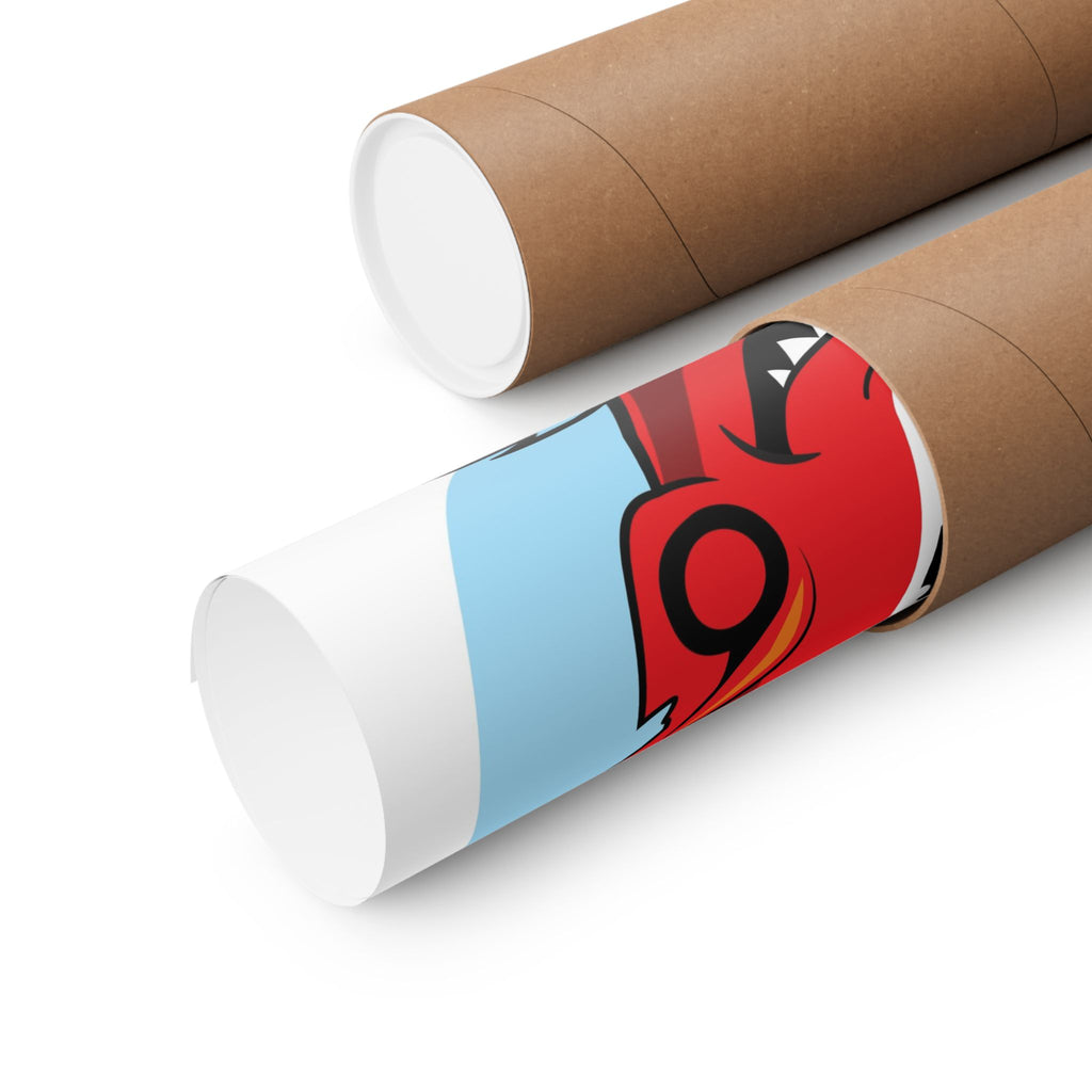 Bright Red Smiling Devil Matte Vertical Poster — Hand-Drawn Fiendish Illustration