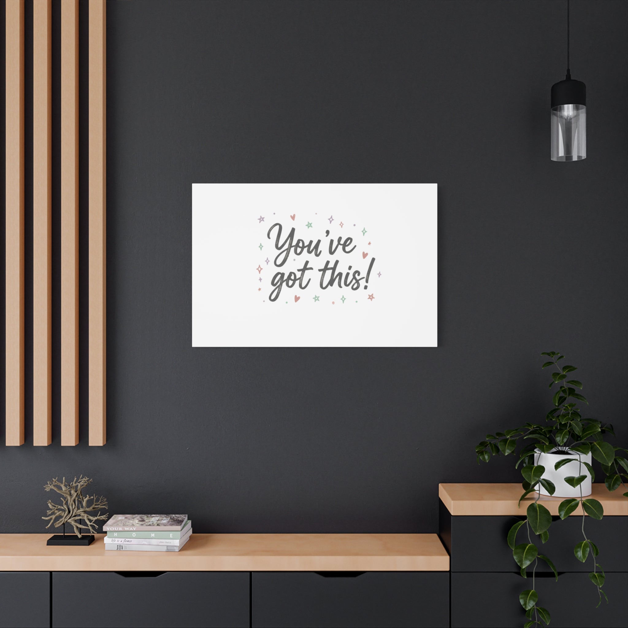 You've Got This Canvas, hand lettering messy script, pastel doodle wall art