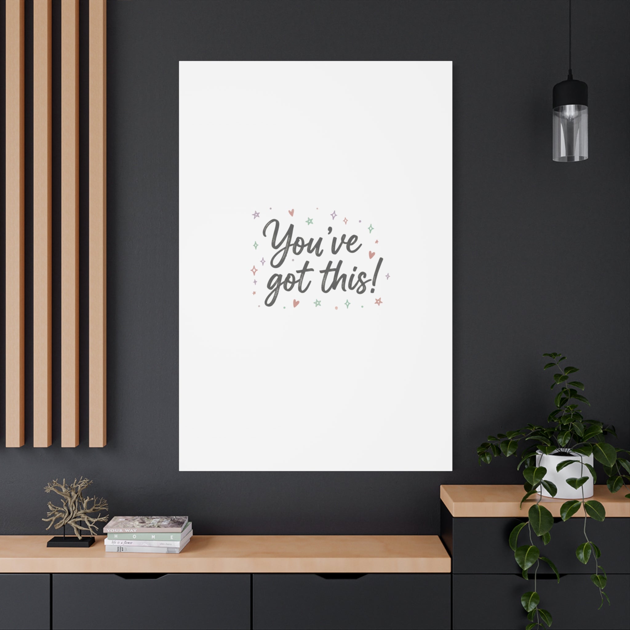 You've Got This Canvas, hand lettering messy script, pastel doodle wall art