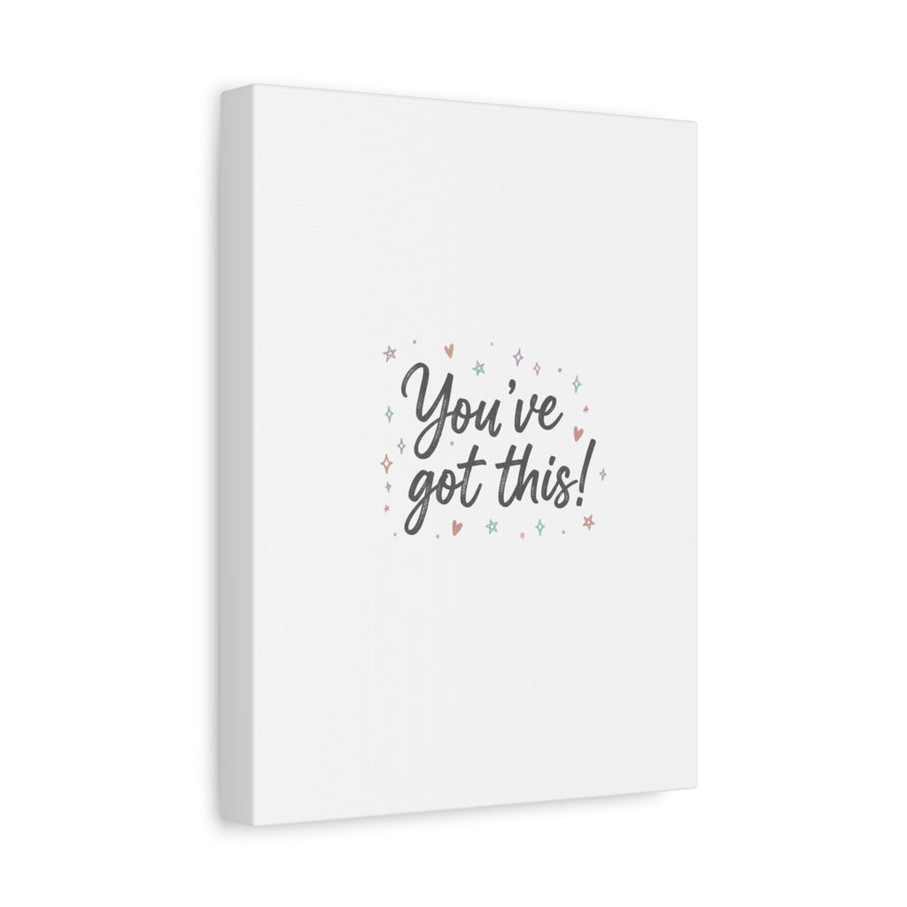 You've Got This Canvas, hand lettering messy script, pastel doodle wall art