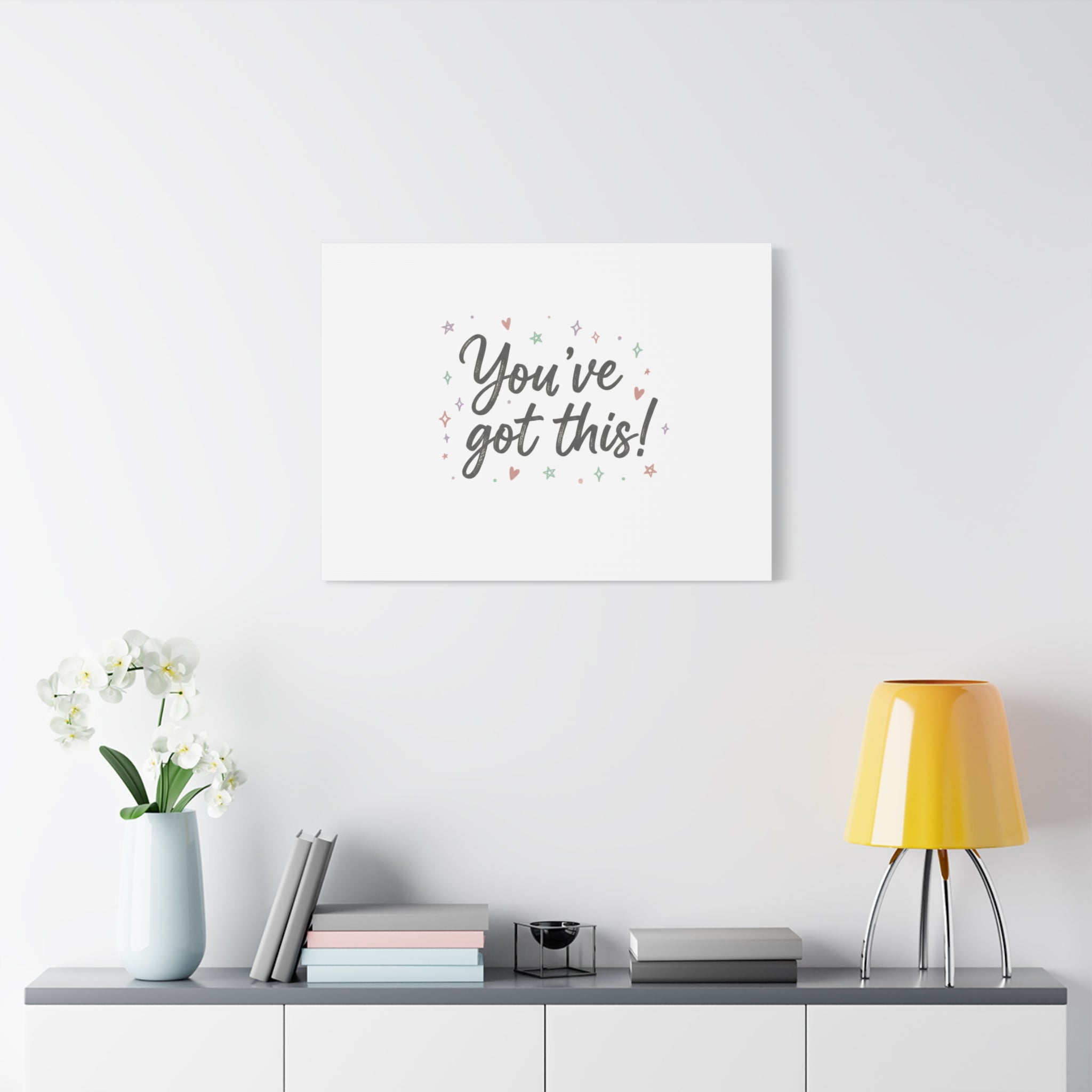 You've Got This Canvas, hand lettering messy script, pastel doodle wall art