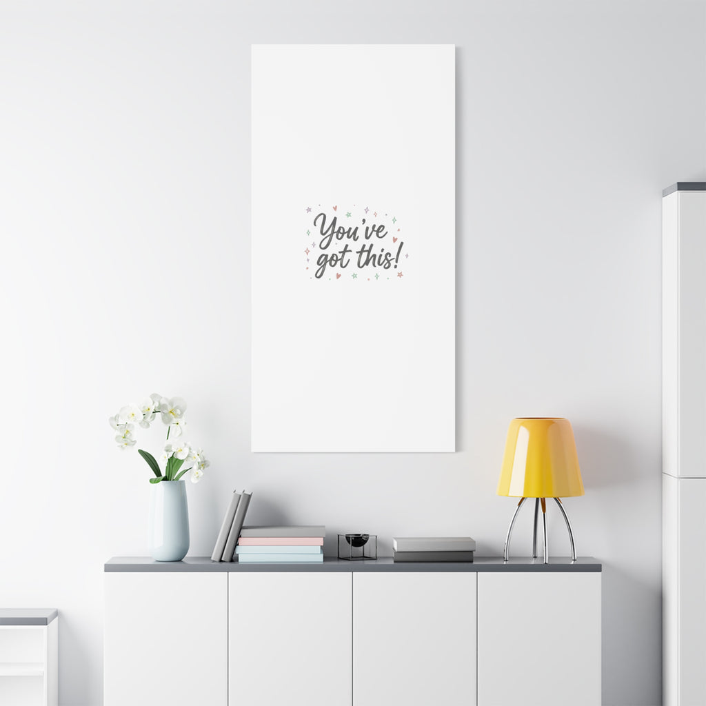 You've Got This Canvas, hand lettering messy script, pastel doodle wall art