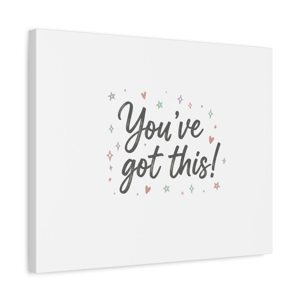 You've Got This Canvas, hand lettering messy script, pastel doodle wall art