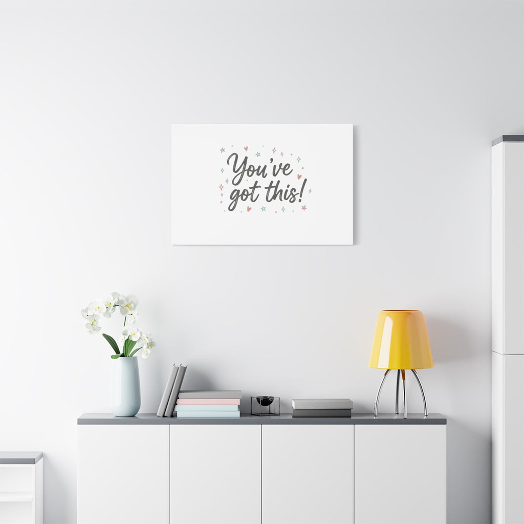 You've Got This Canvas, hand lettering messy script, pastel doodle wall art