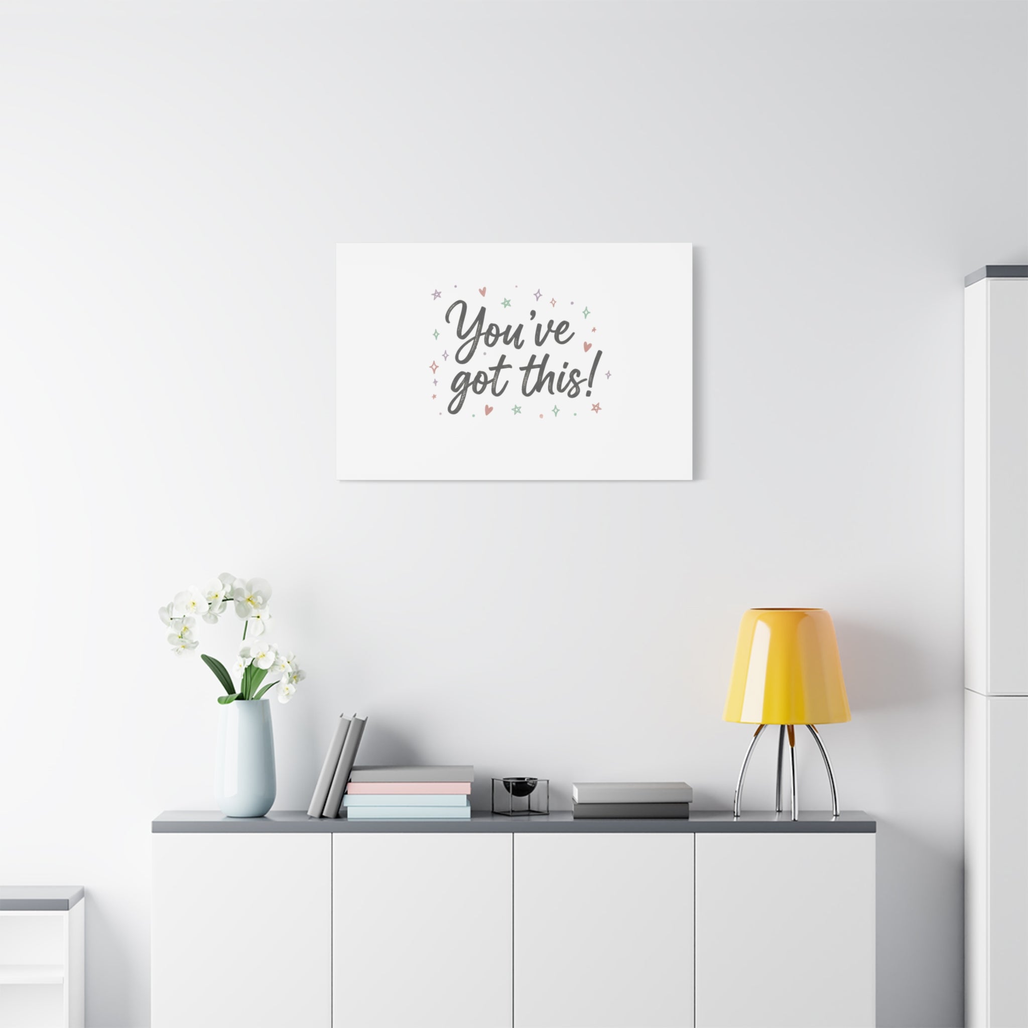 You've Got This Canvas, hand lettering messy script, pastel doodle wall art