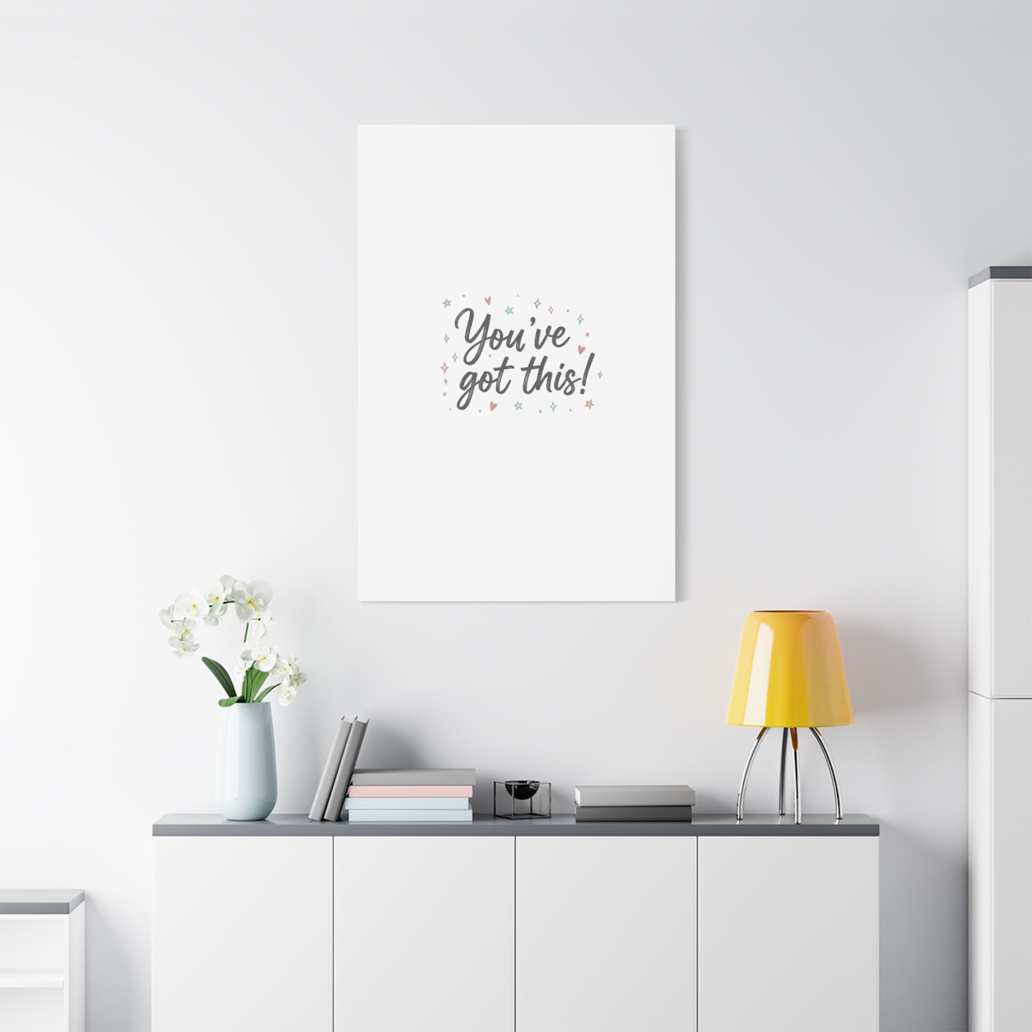You've Got This Canvas, hand lettering messy script, pastel doodle wall art