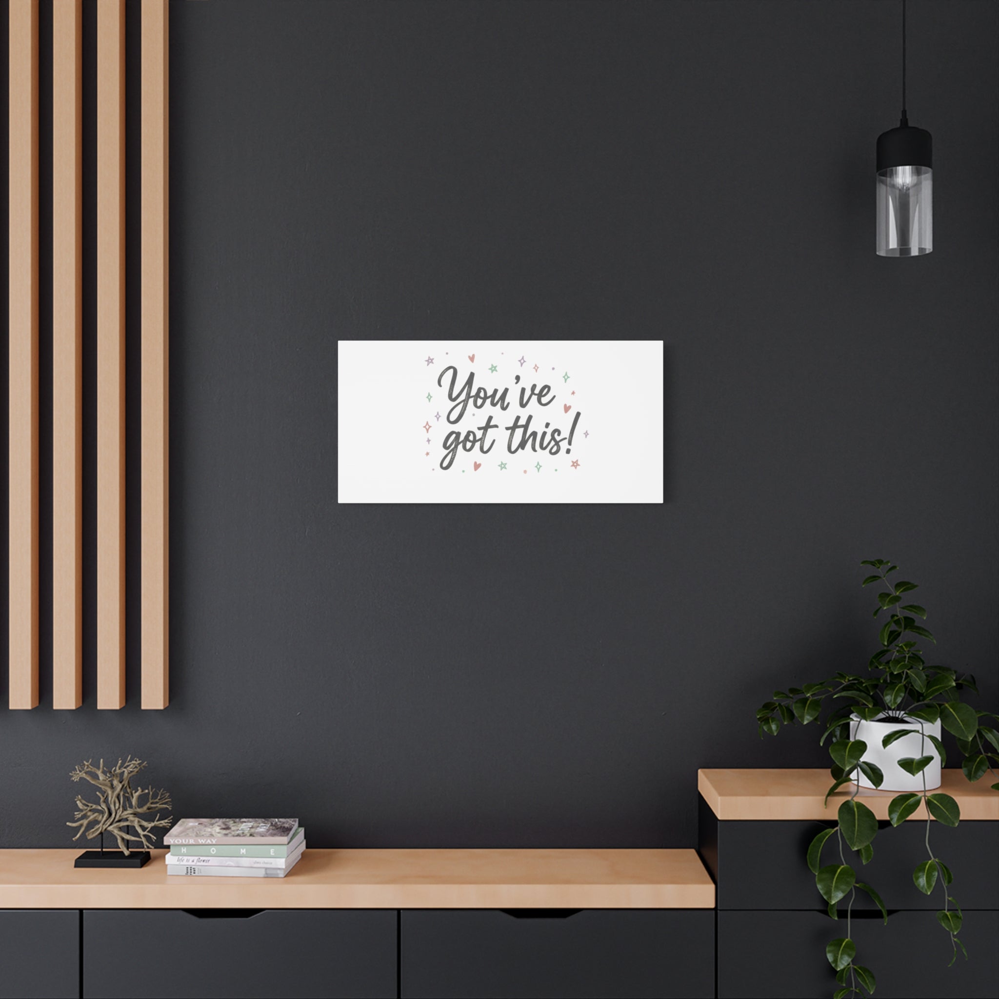 You've Got This Canvas, hand lettering messy script, pastel doodle wall art